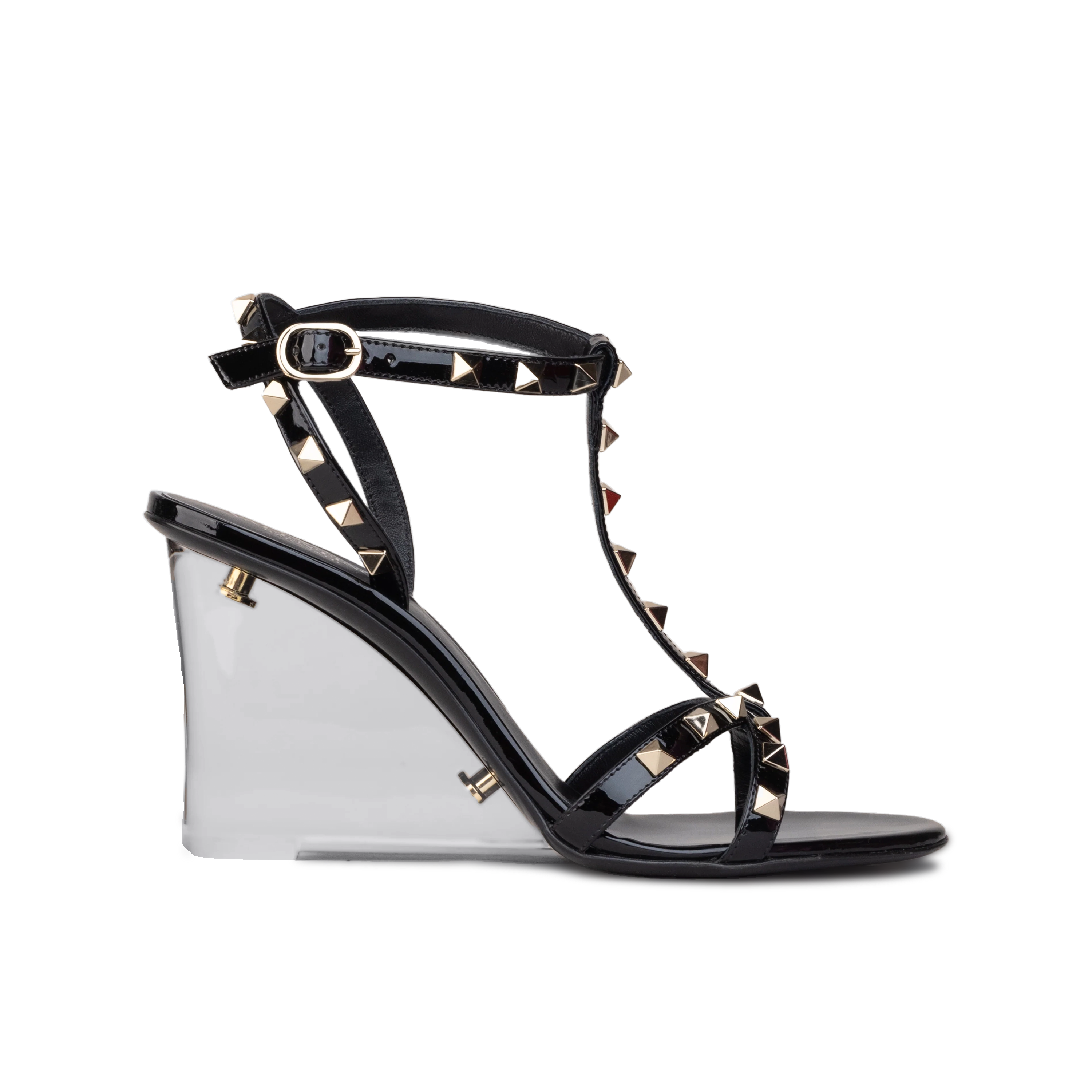 Sandalias de Tacón Negras Transparente Valentino Rockstud 90 mm