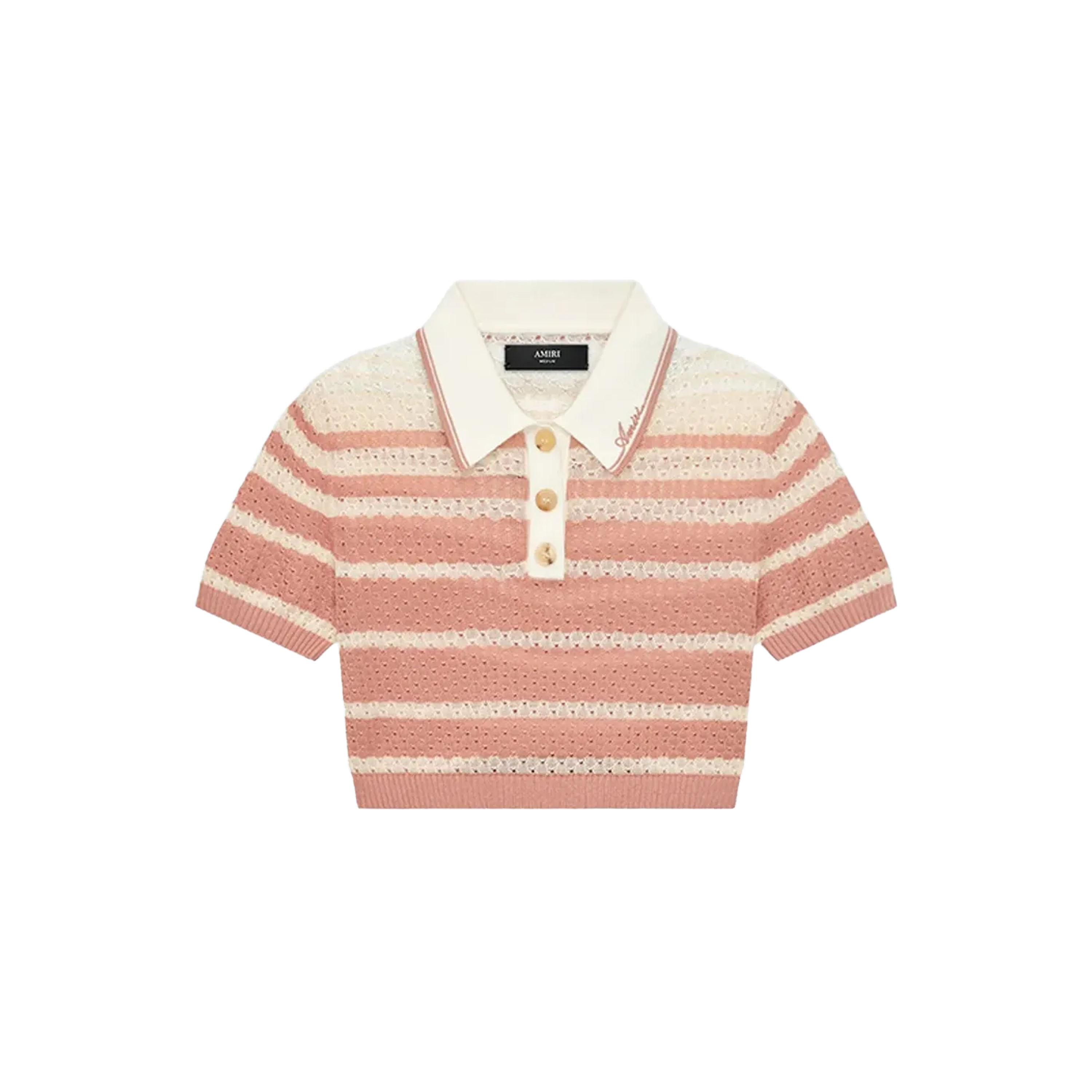 Camiseta Tipo Polo Rosada AMIRI Stripe Cropped