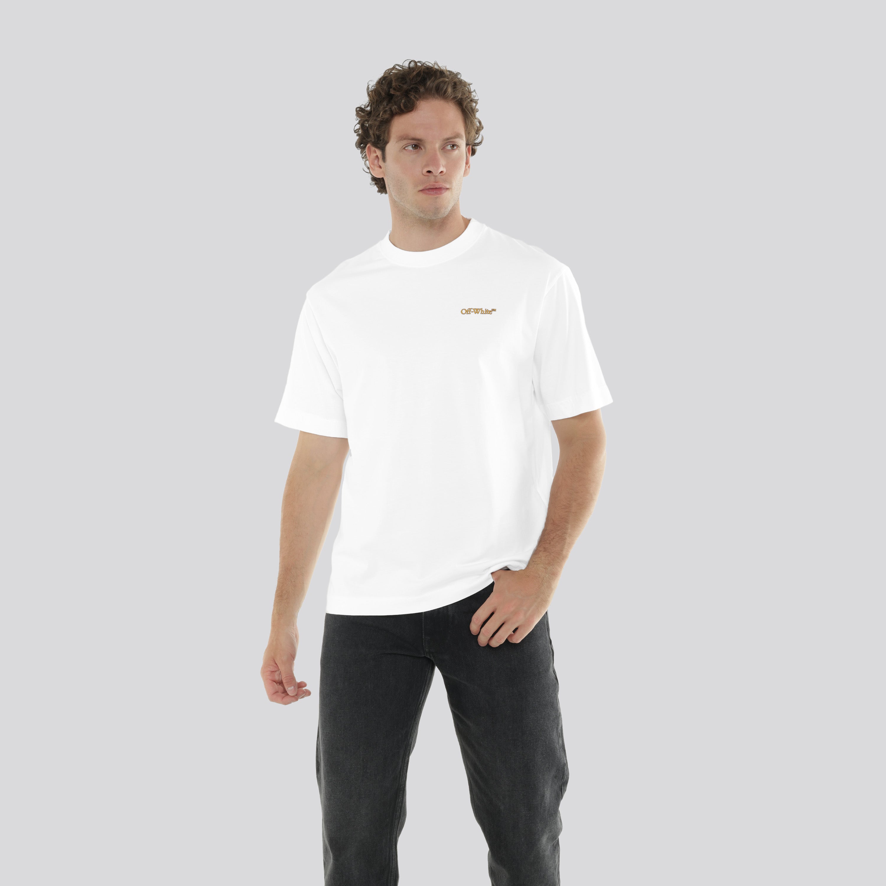 Camiseta Blanca Off-White Tape Arrow Skate
