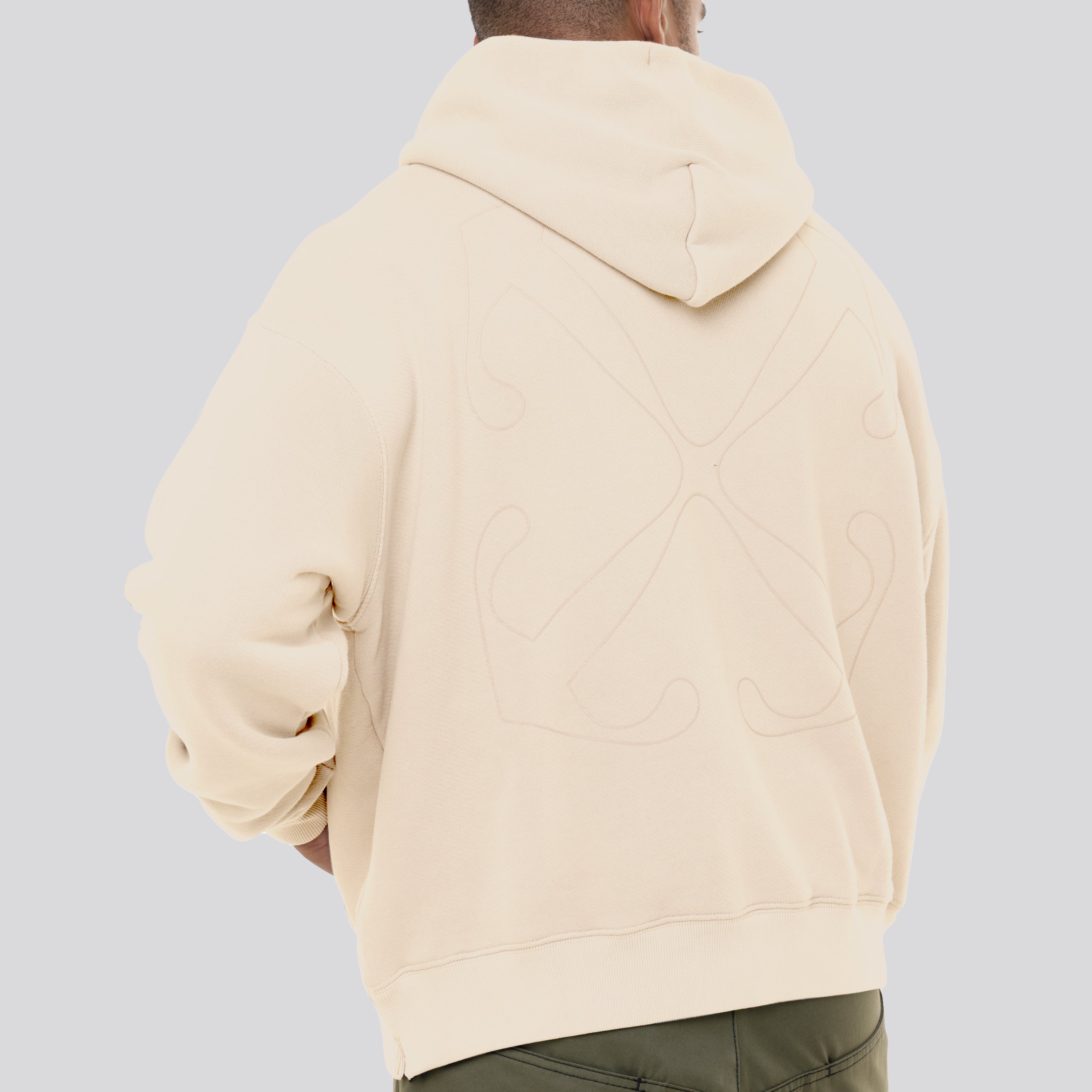 Buzo Tipo Hoodie Beige Off-White Outline Arrow