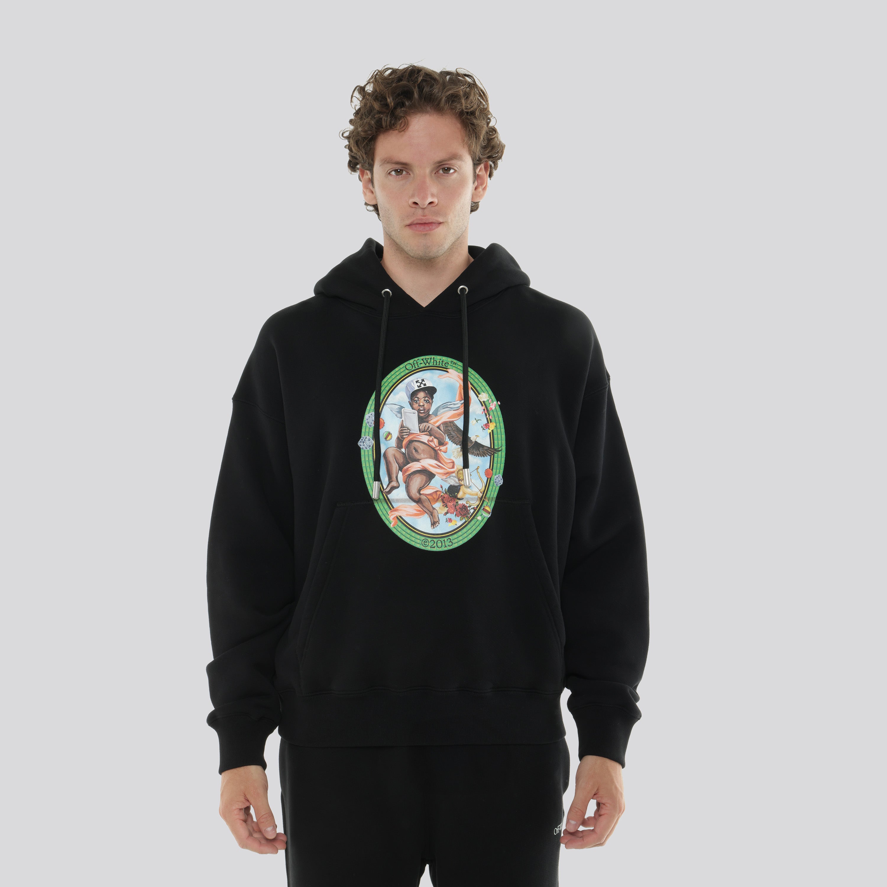 Buzo Tipo Hoodie Negro Off-White Fresco Oval