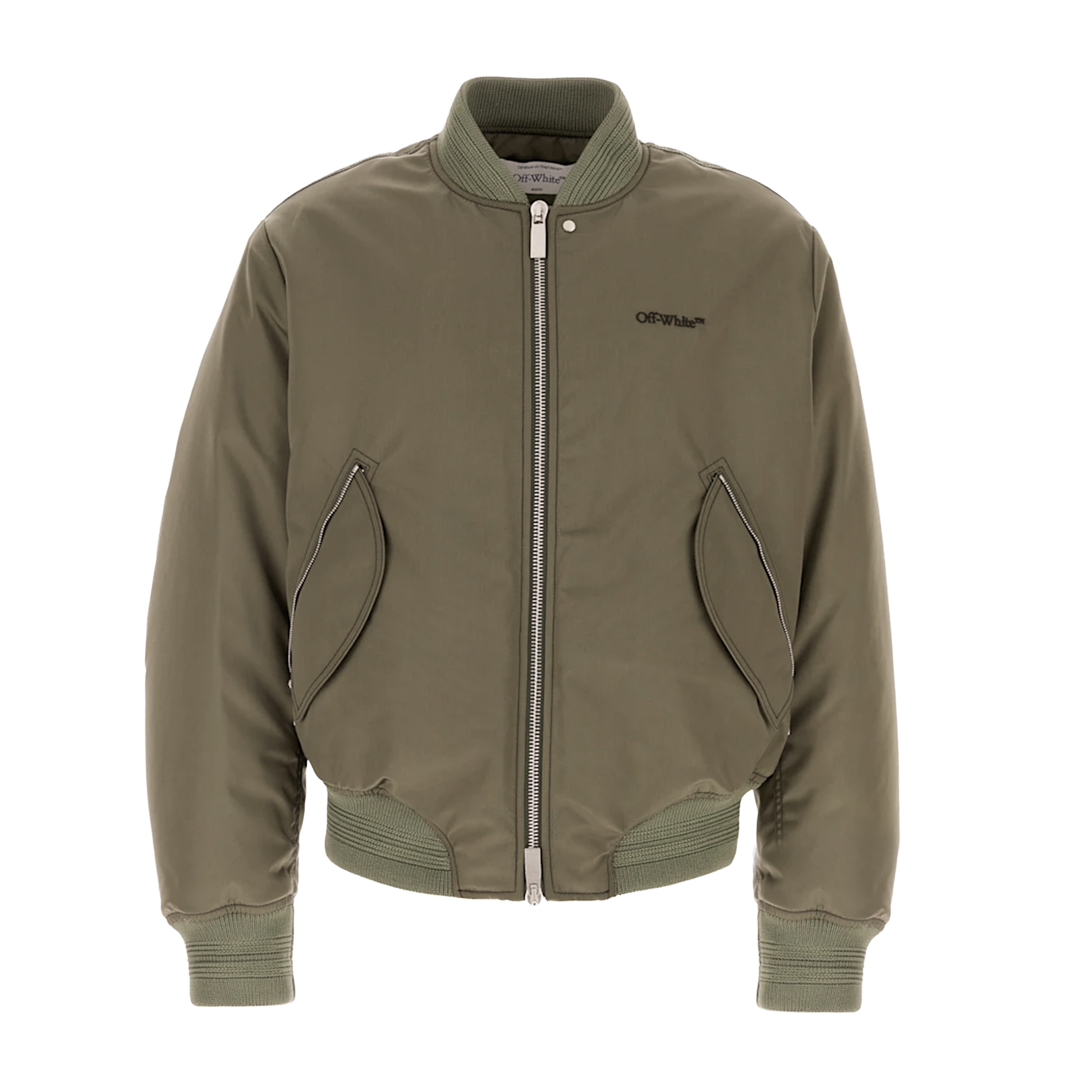 Chaqueta Verde Off-White Bomber Contrast Stitch Nylon