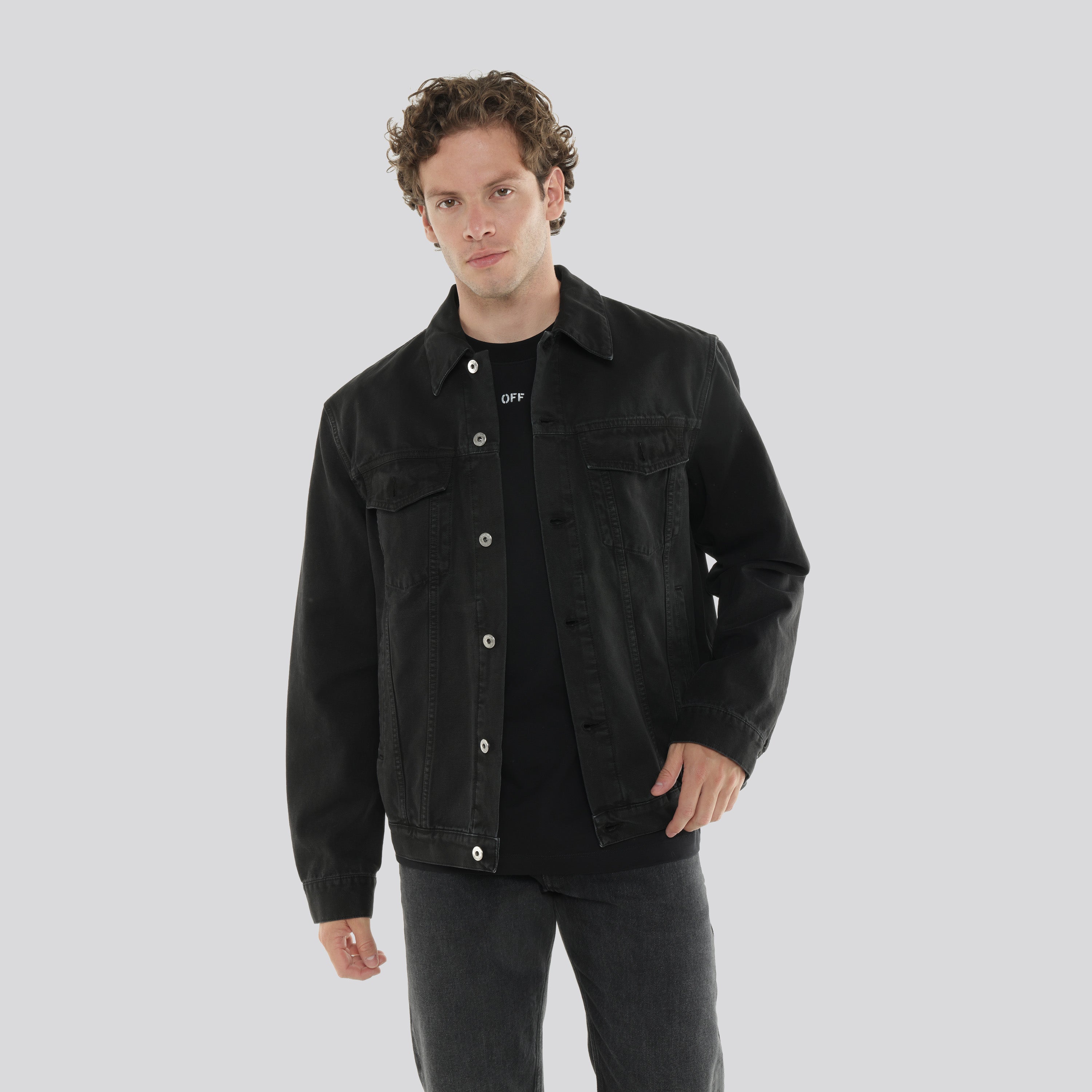 Chaqueta Negra Off-White Canv Varsity