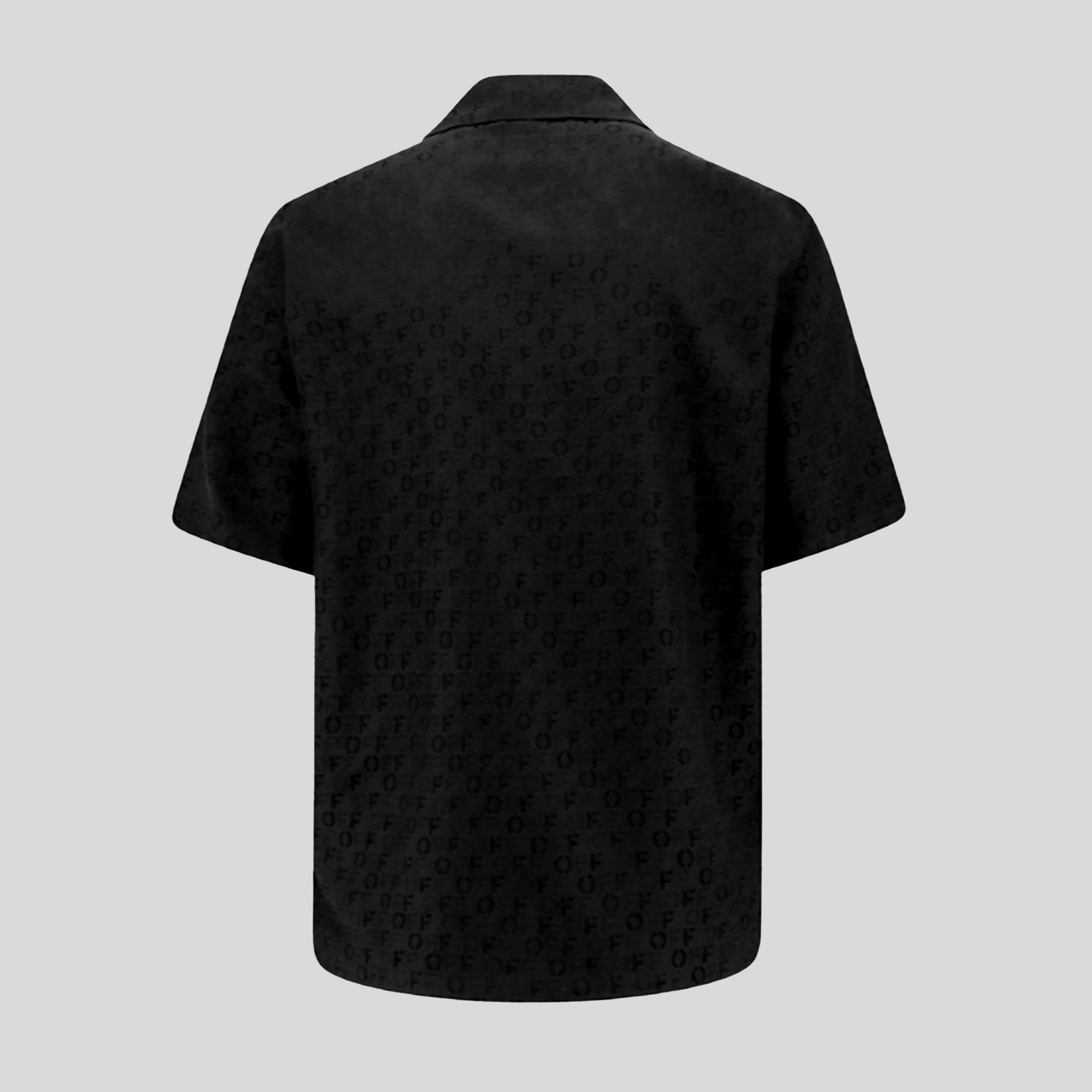 Camisa Negra Off-White Silk Logo Vacation
