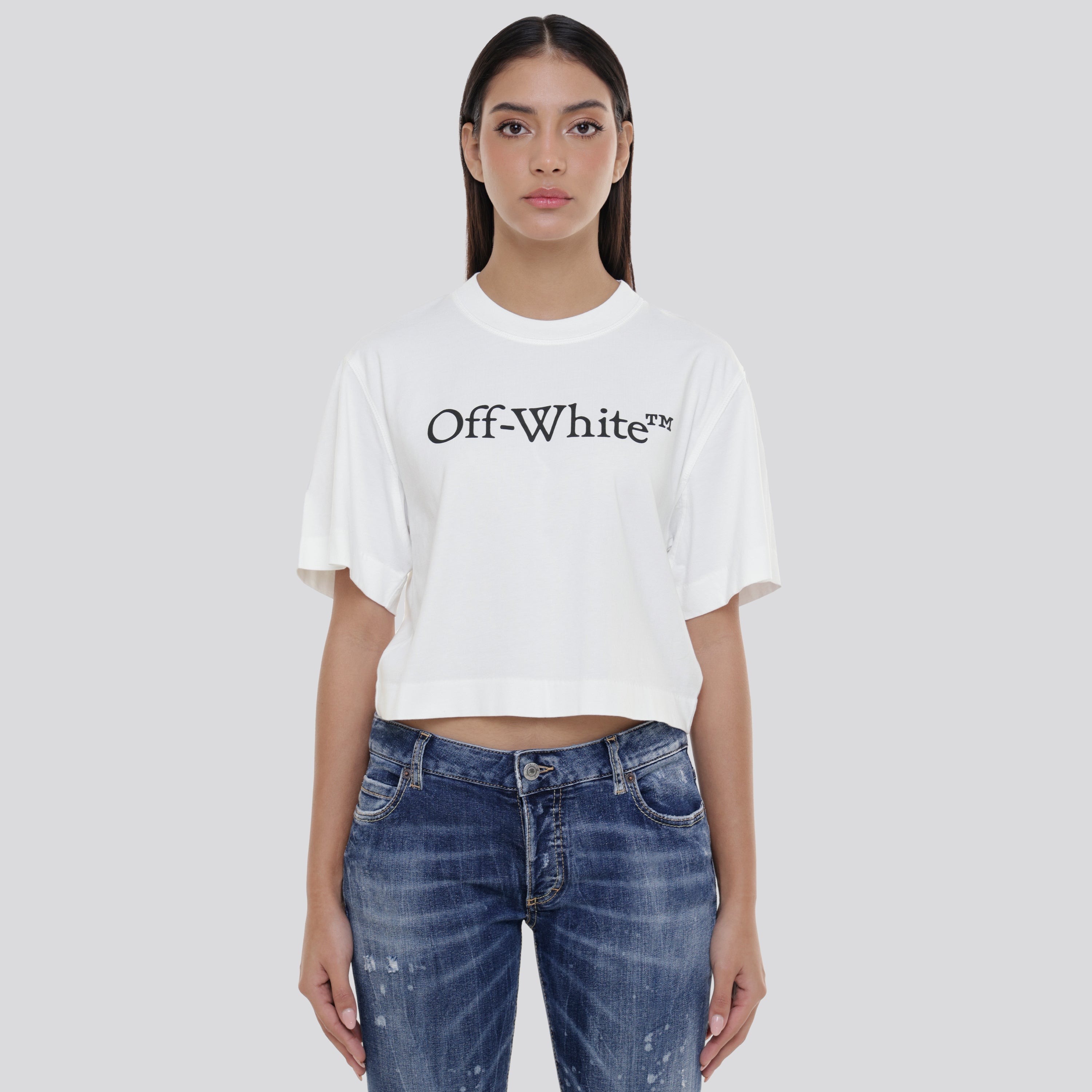 Camiseta Blanca Off-White Big Logo Cropped