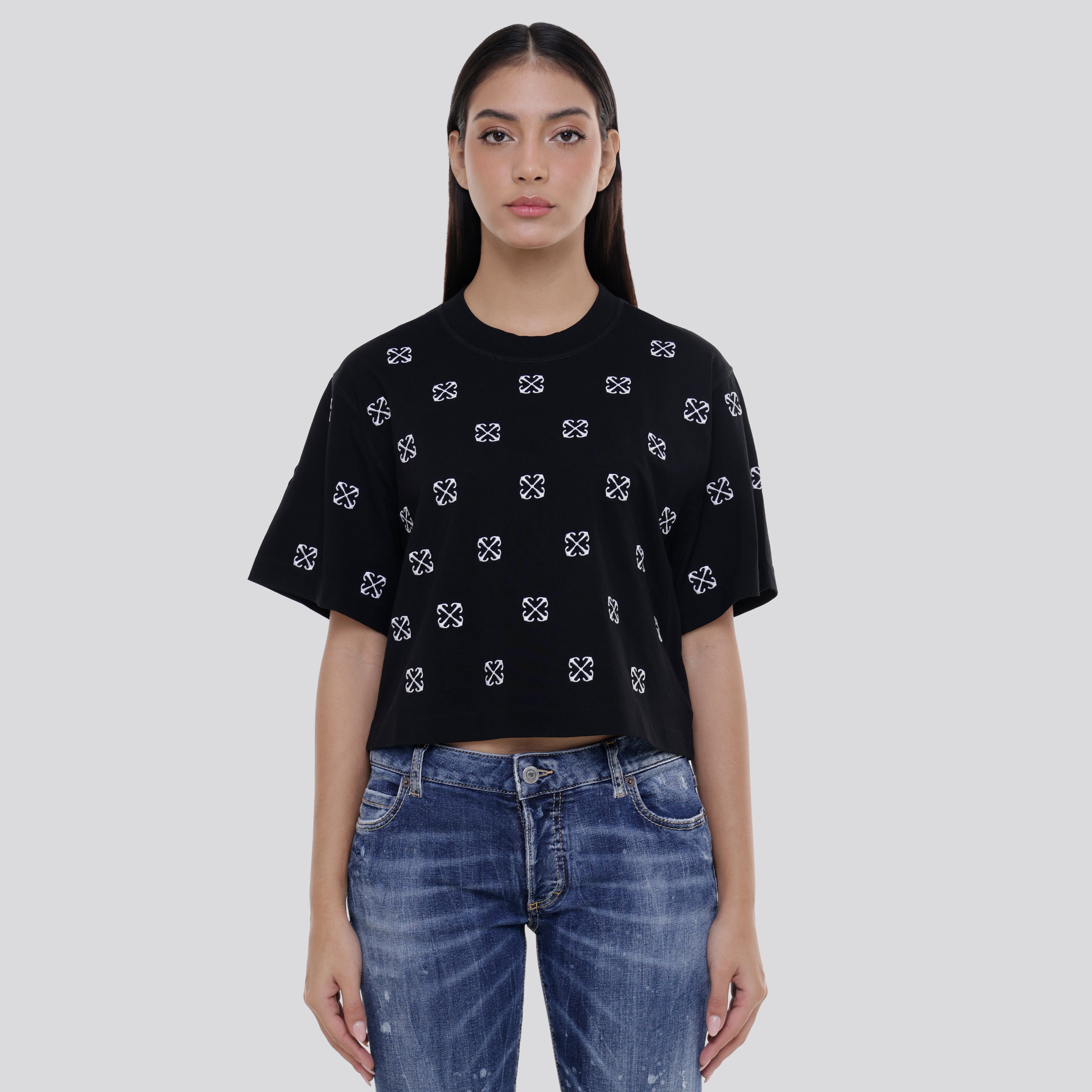 Camiseta Negra Off-White Embroidered Little Arrow