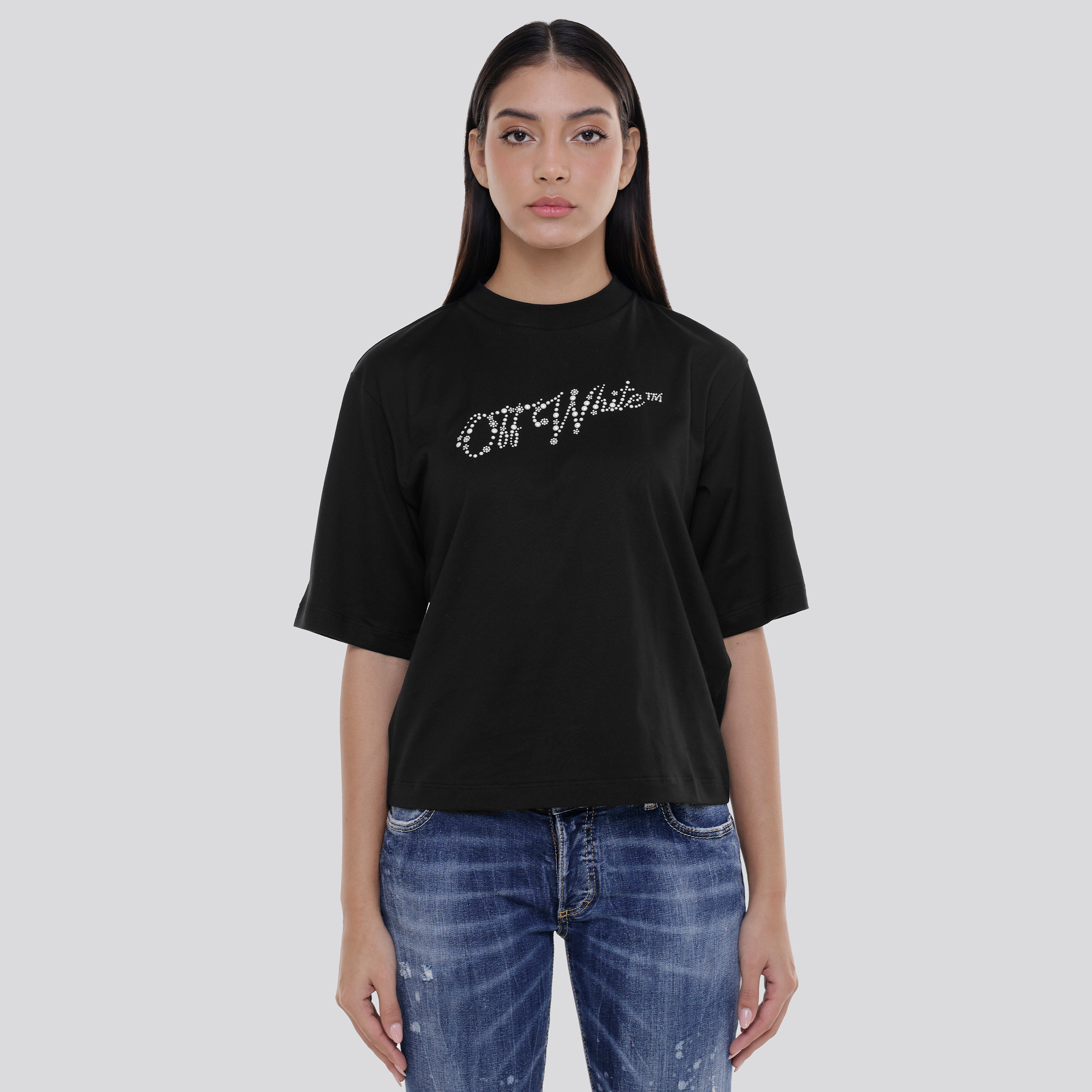 Camiseta Negra Off-White Embroidered Stars