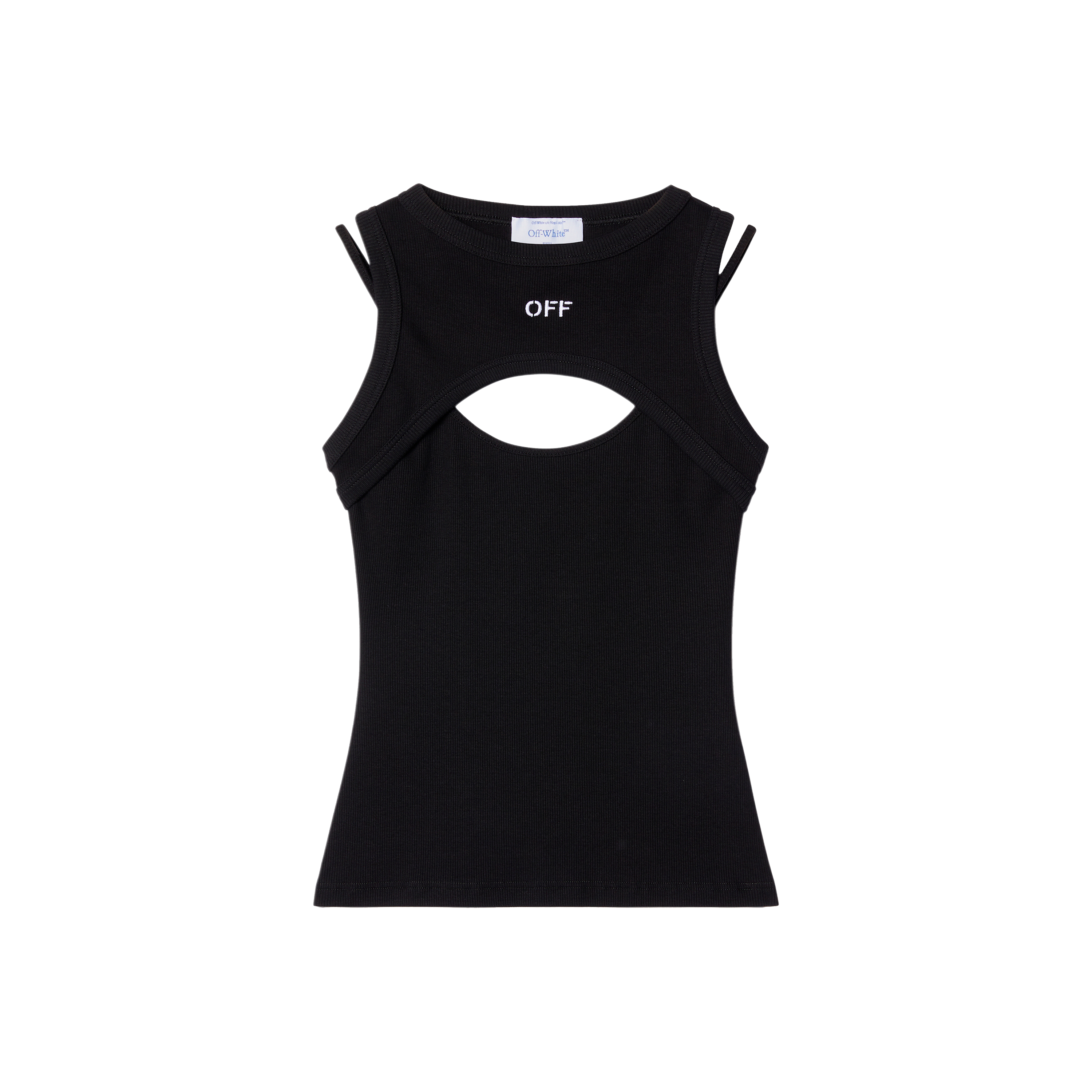 Top Negro Off-White Off Stamp Rib Round