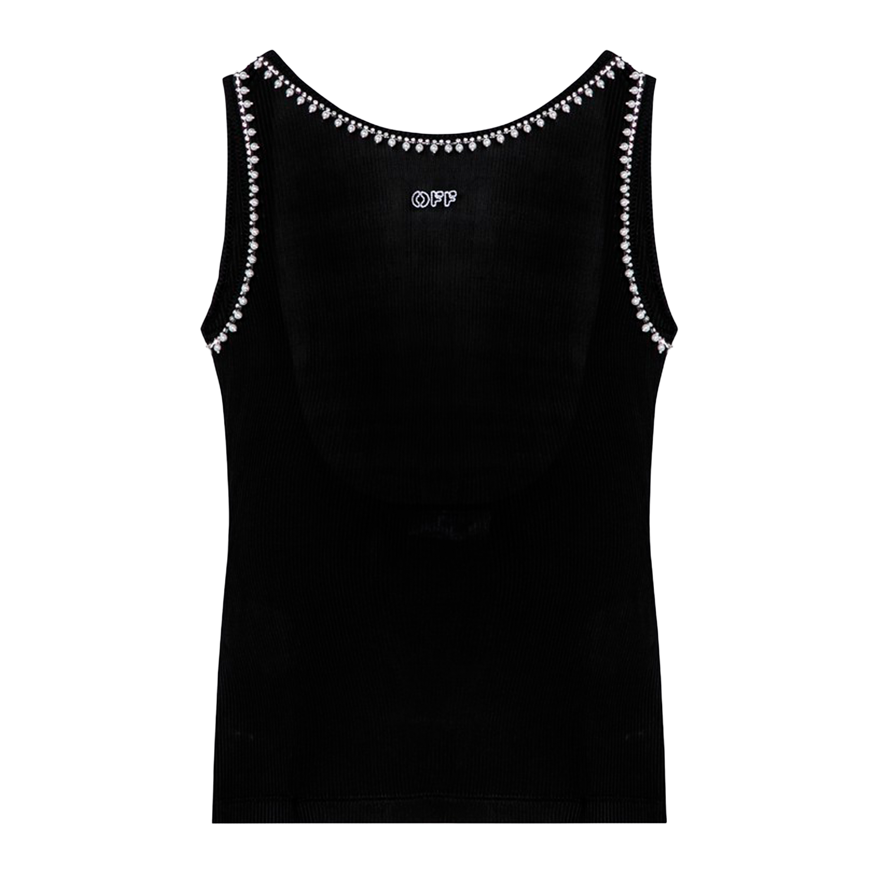 Top Negro Off-White Light Rib