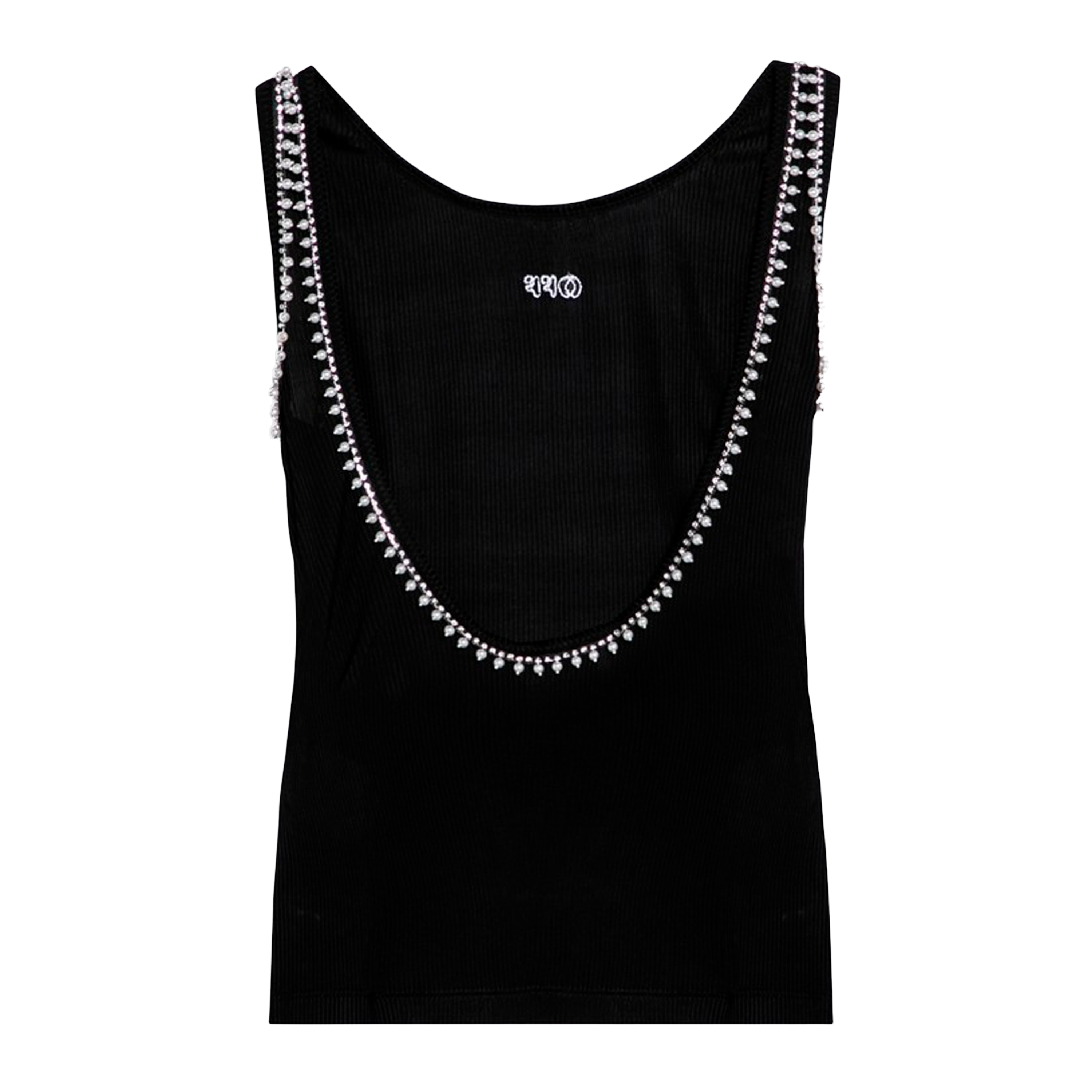 Top Negro Off-White Light Rib