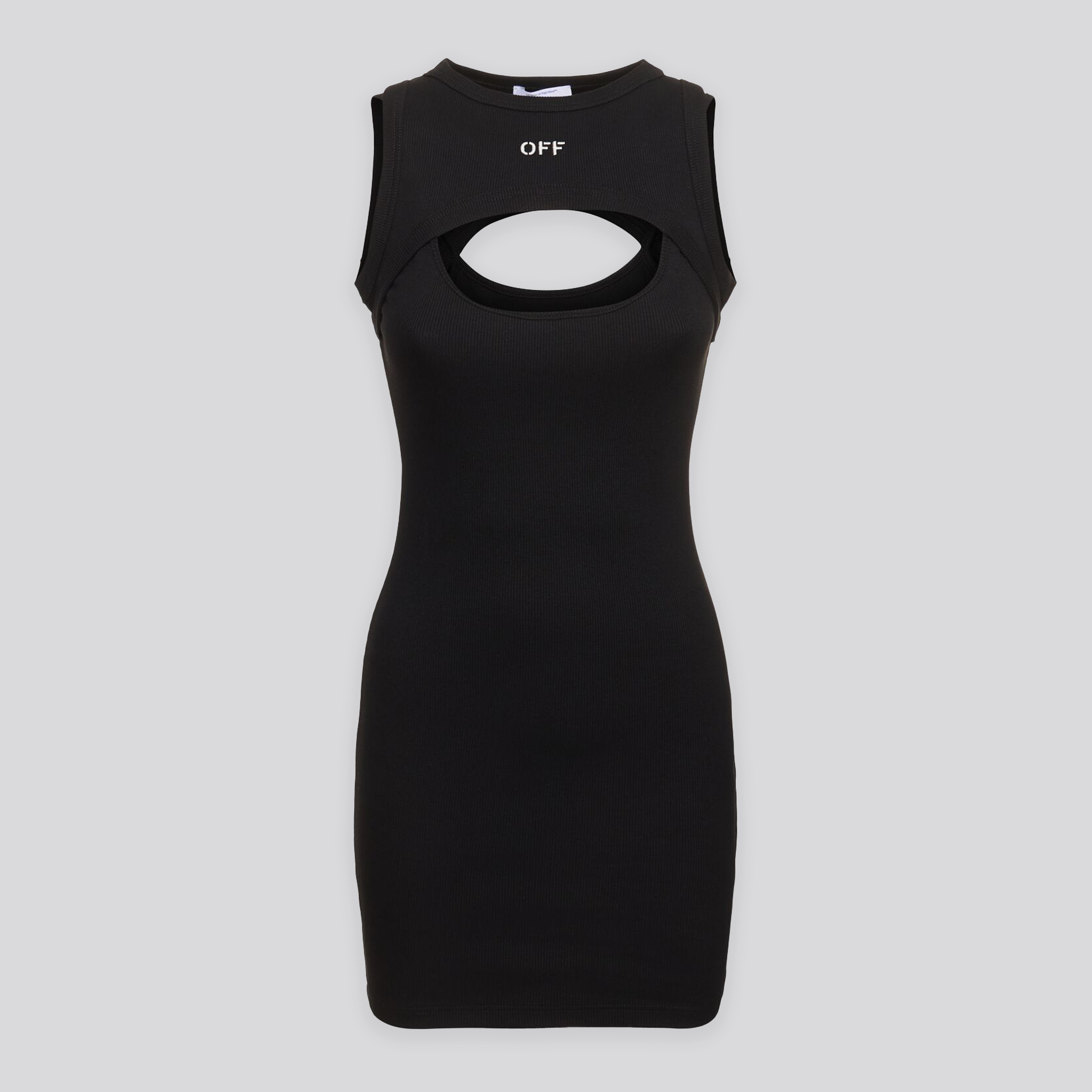 Vestido Negro Off-White Off Stamp Rib Round