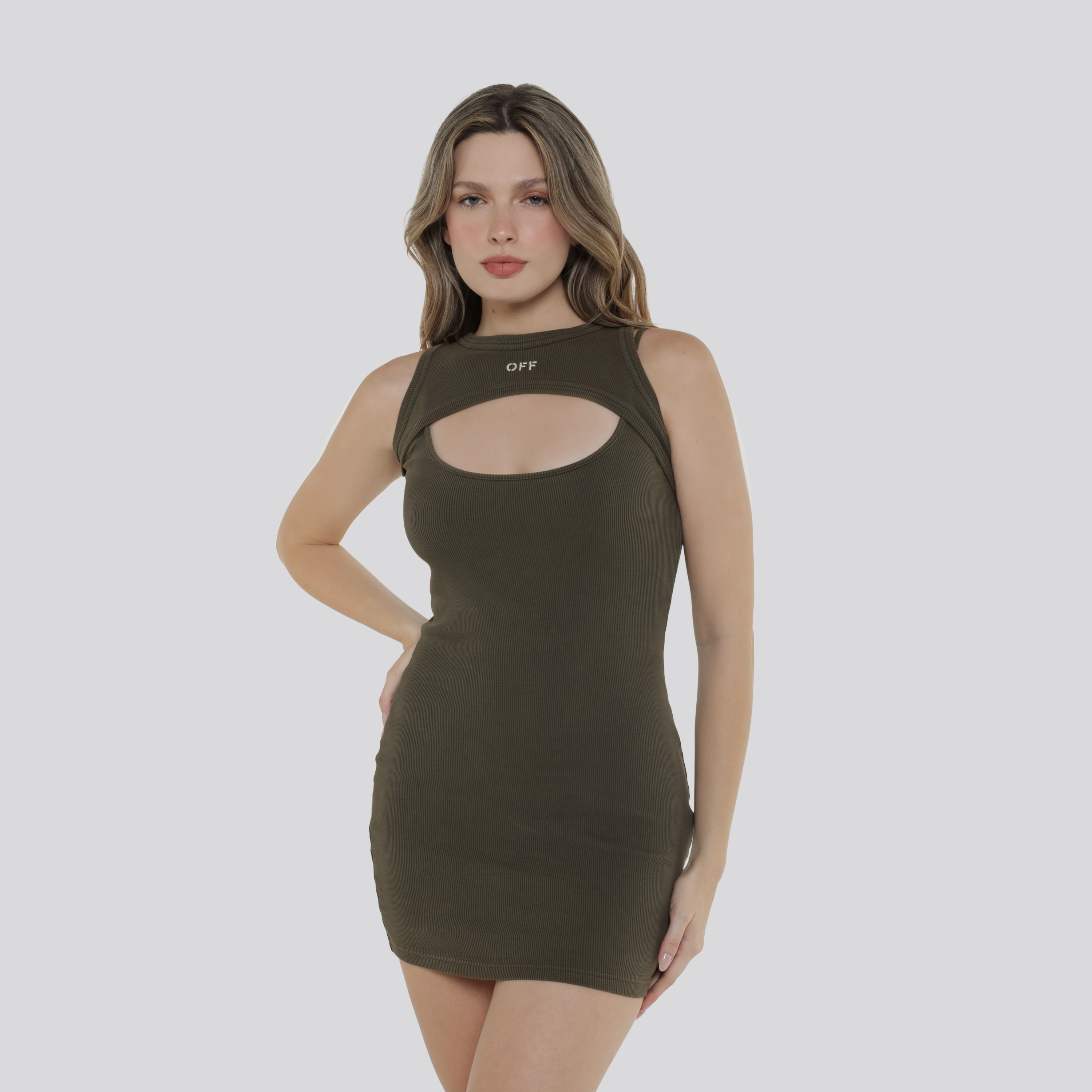 Vestido Verde Off White Off Stamp