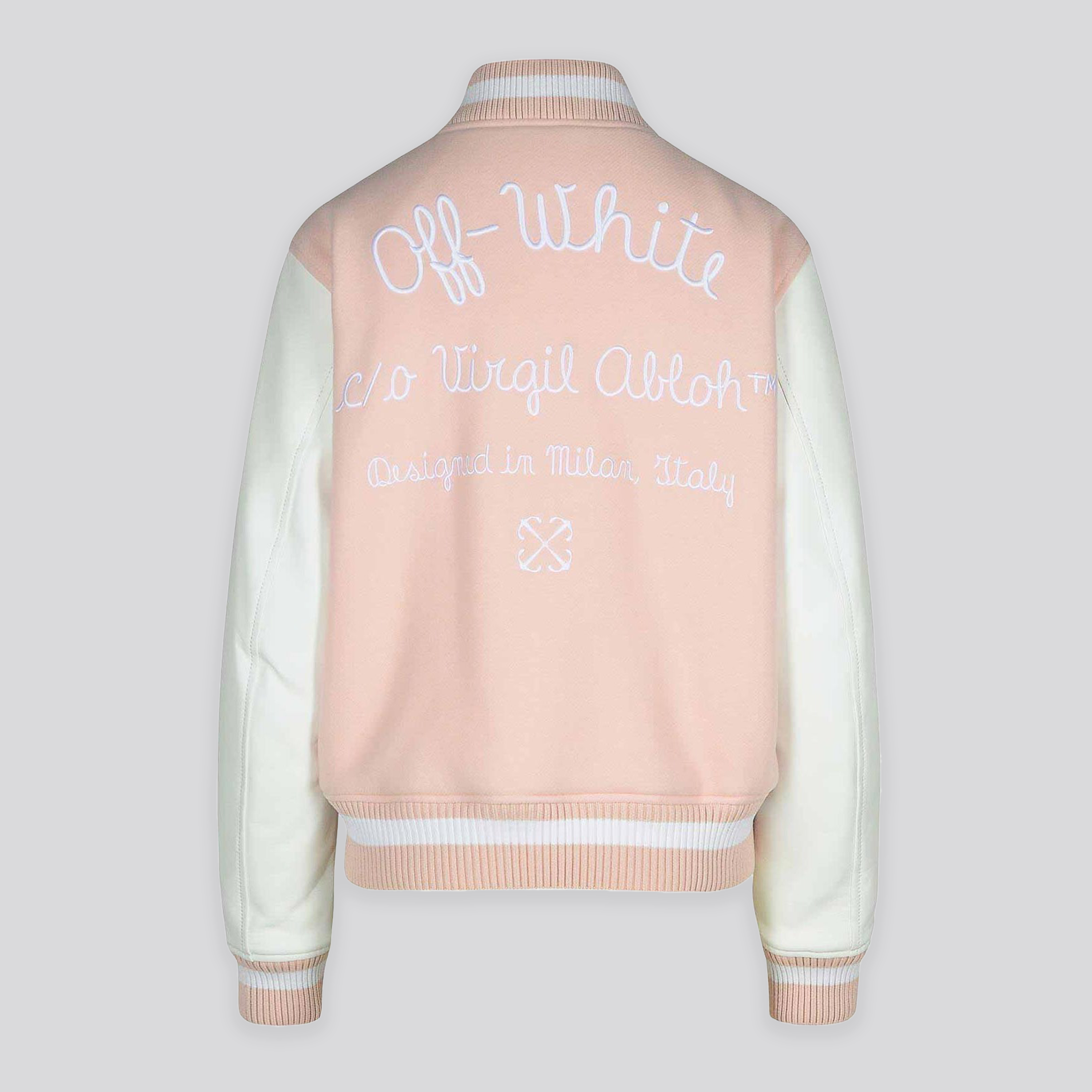 Chaqueta Rosada Off-White Script Type Varsity