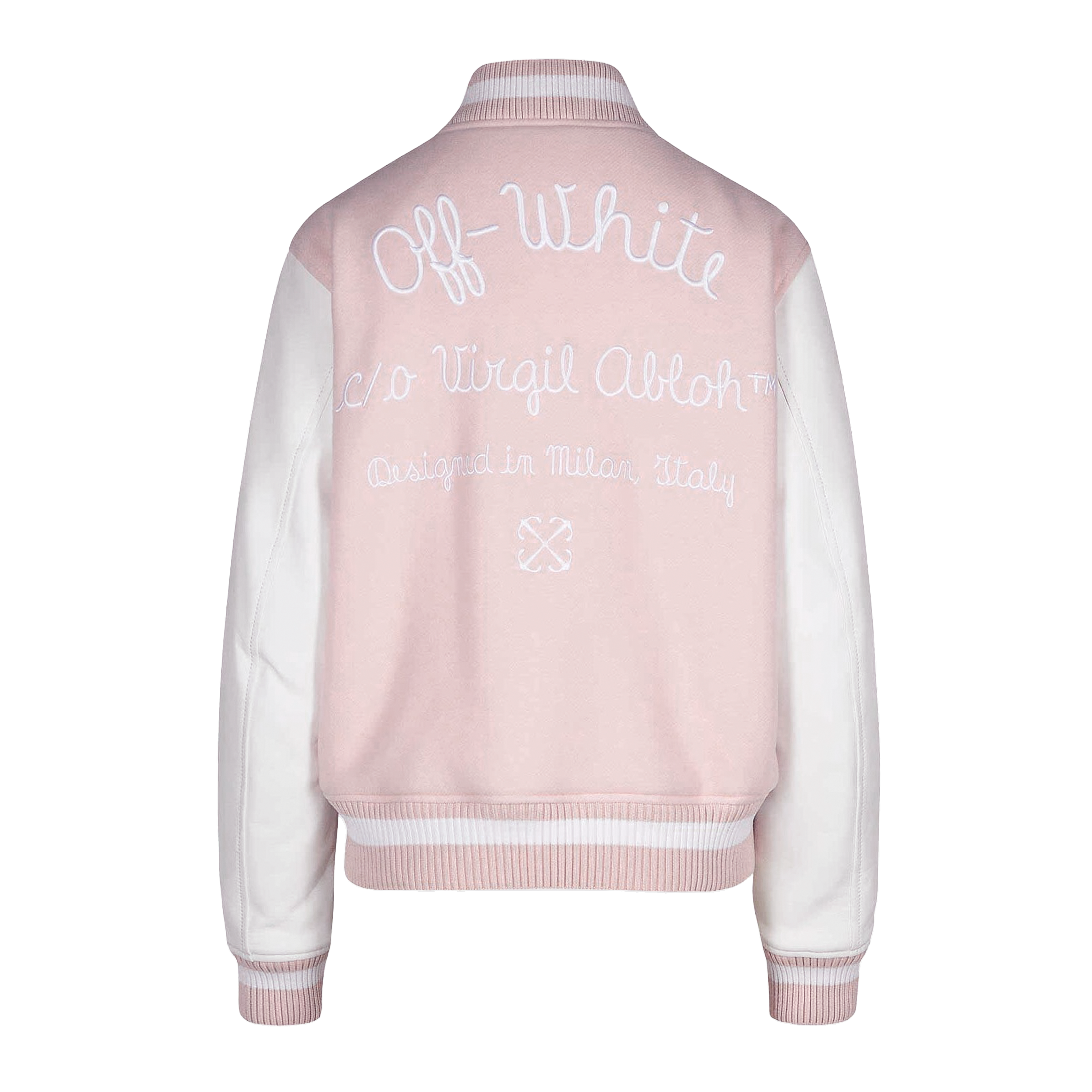 Chaqueta Rosada Off-White Script Type Varsity