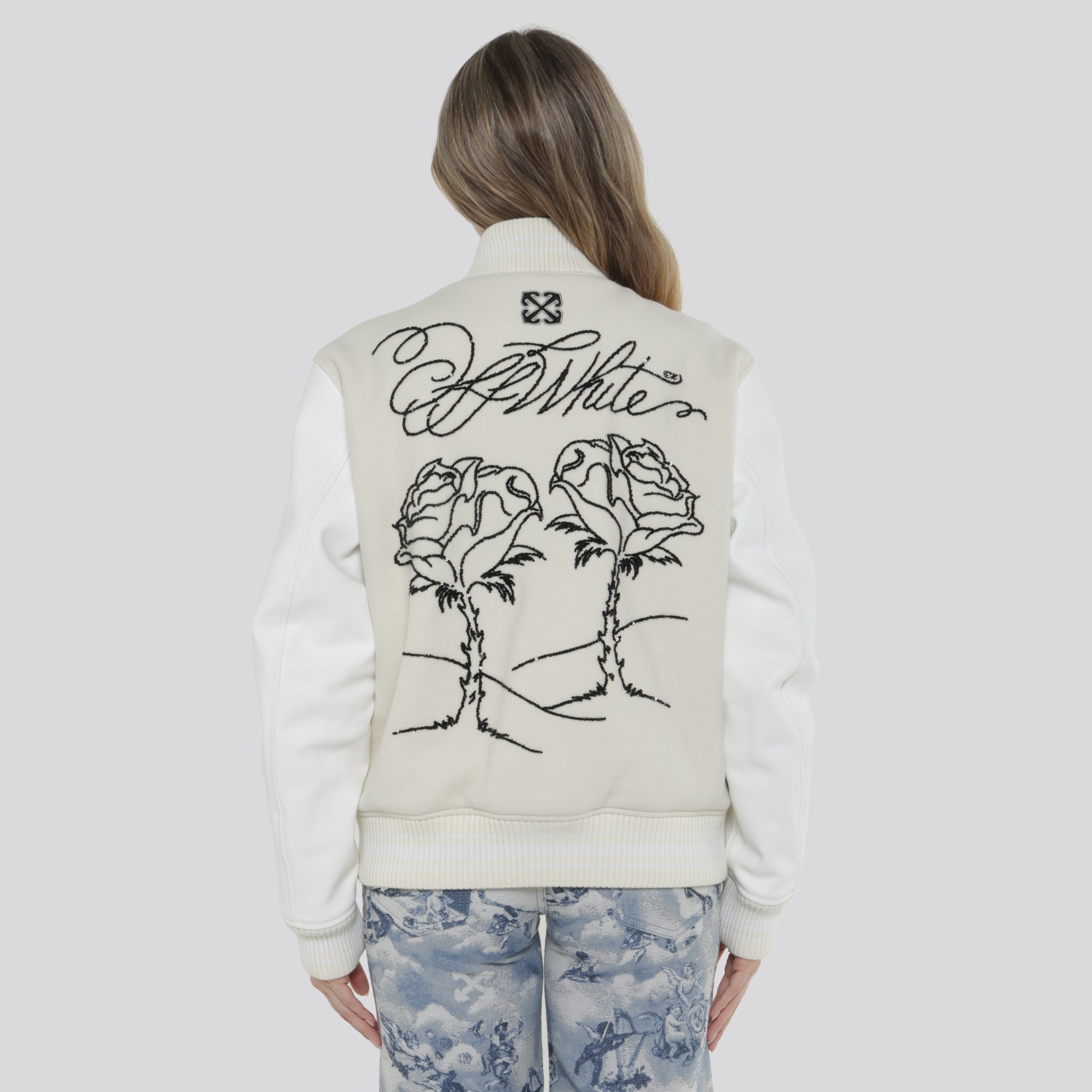 Chaqueta Beige Off-White Rose Valley Varsity