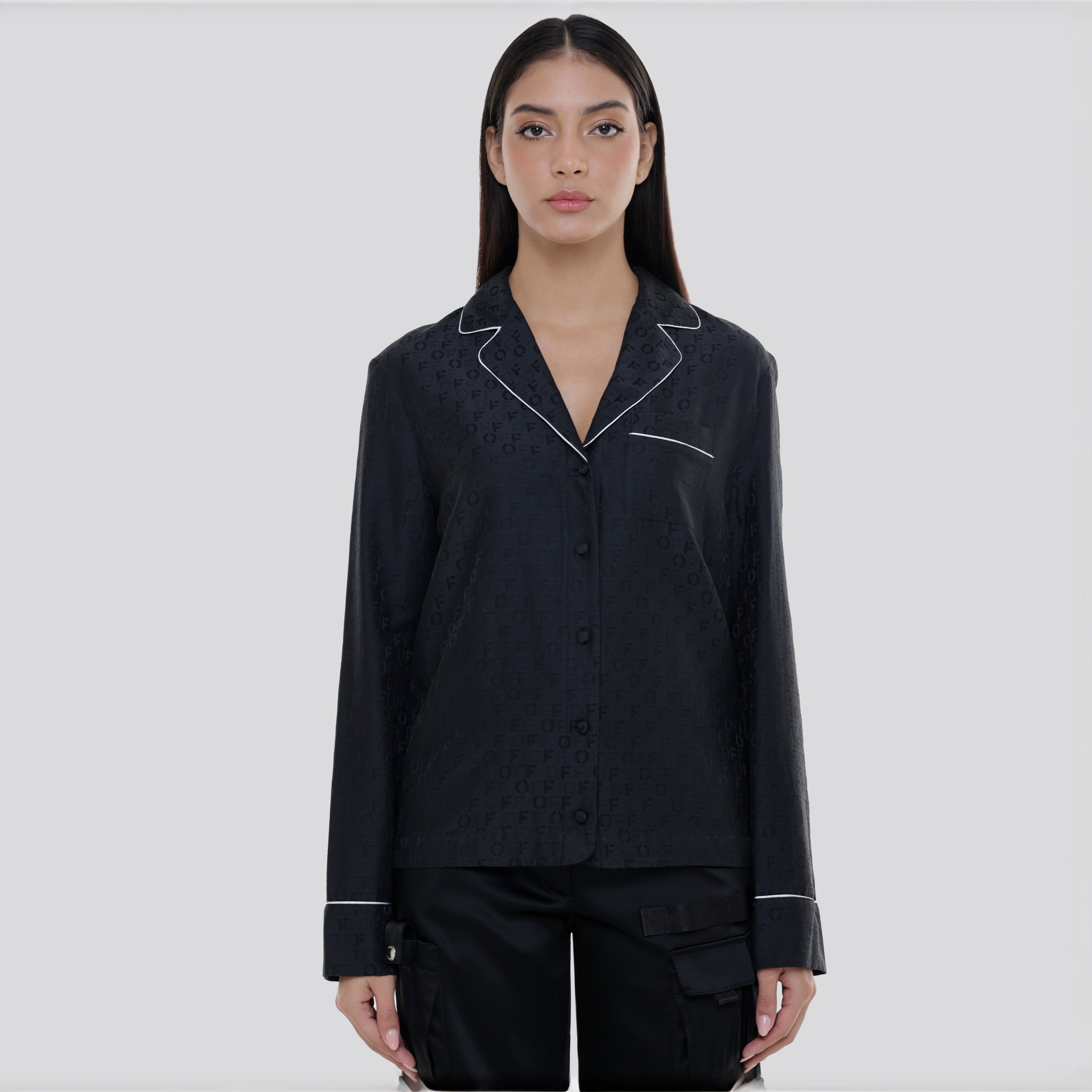 Camisa Negra Off-White Off Jacquard