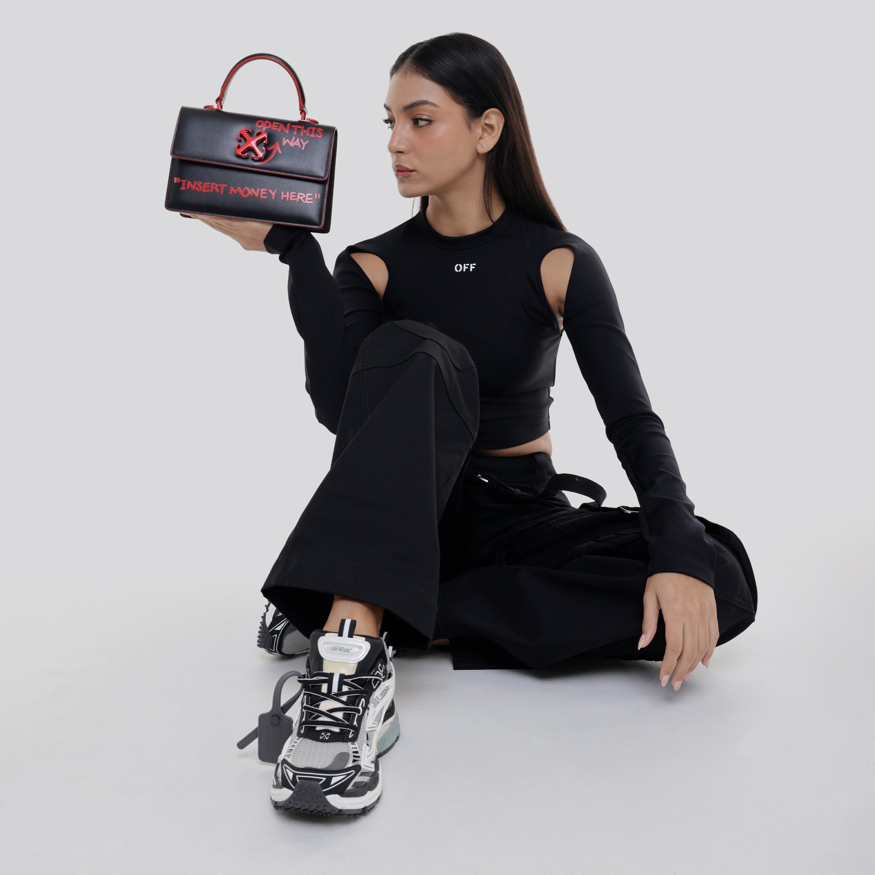 Cartera Negra Rojo Off-White Jitney 1.4 Top Handle