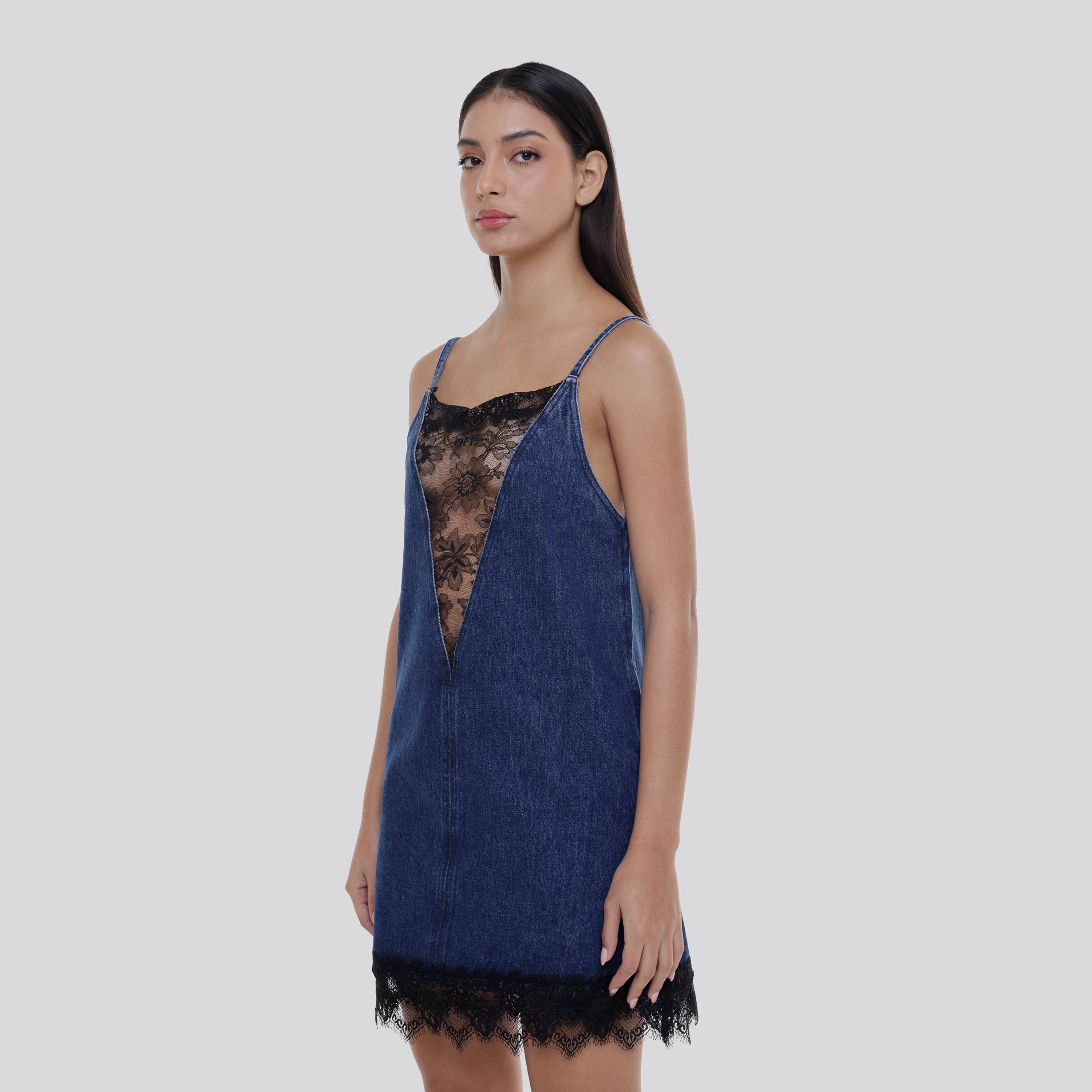 Vestido Denim Off-White Lace 20S Slip