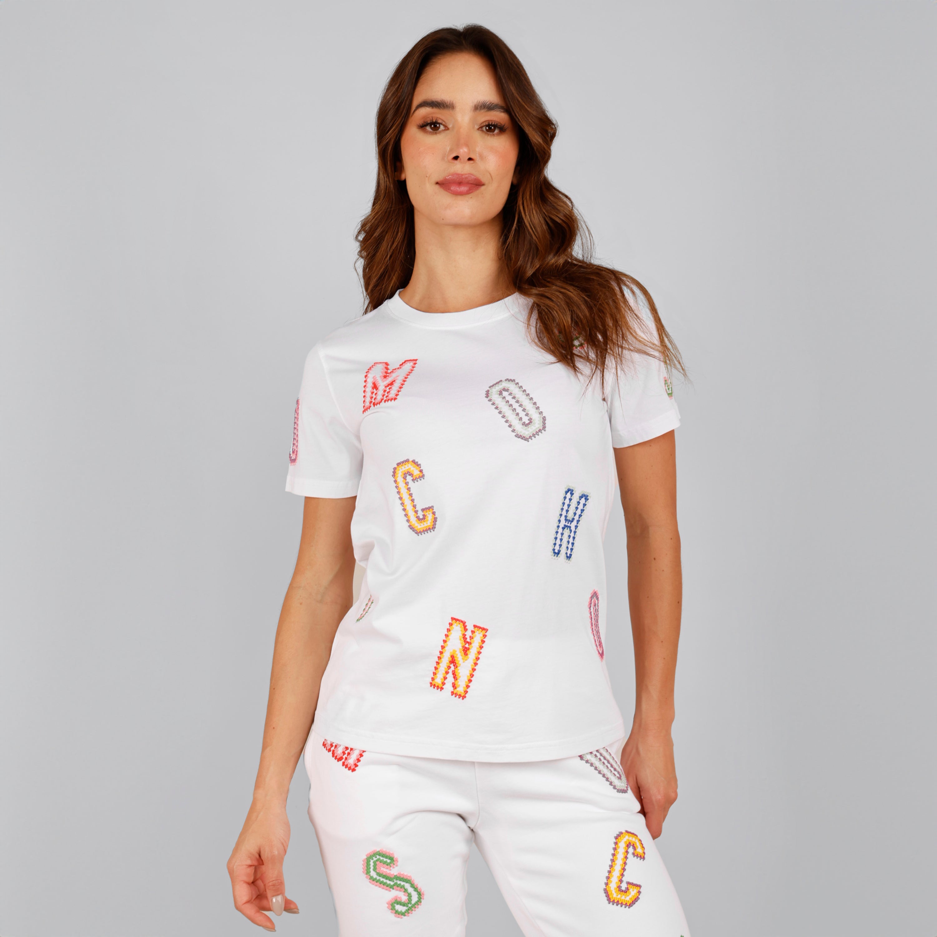 Camiseta Blanca Moschino Couture Multicolor Letters