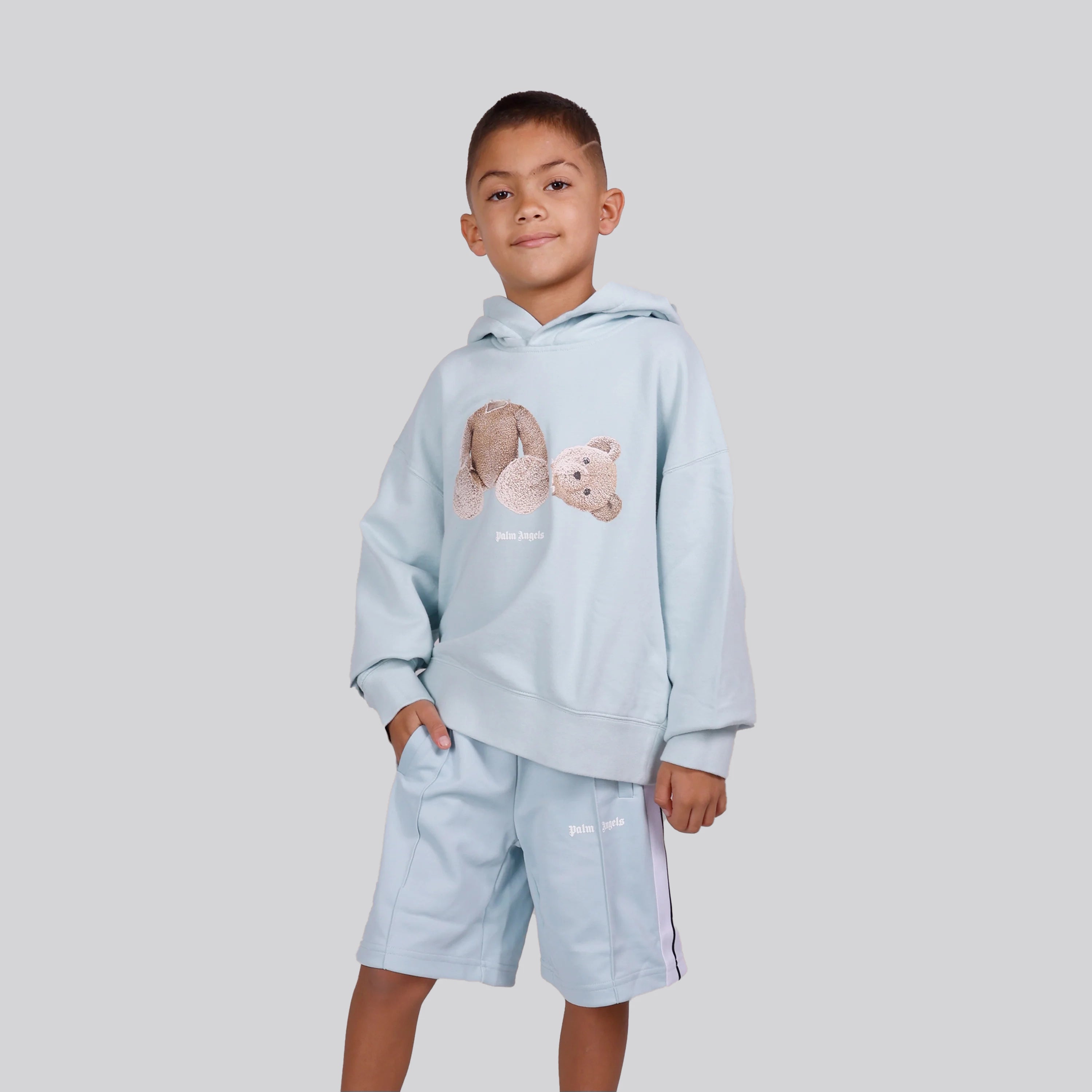 Short Azul Claro Palm Angels Kids Logo