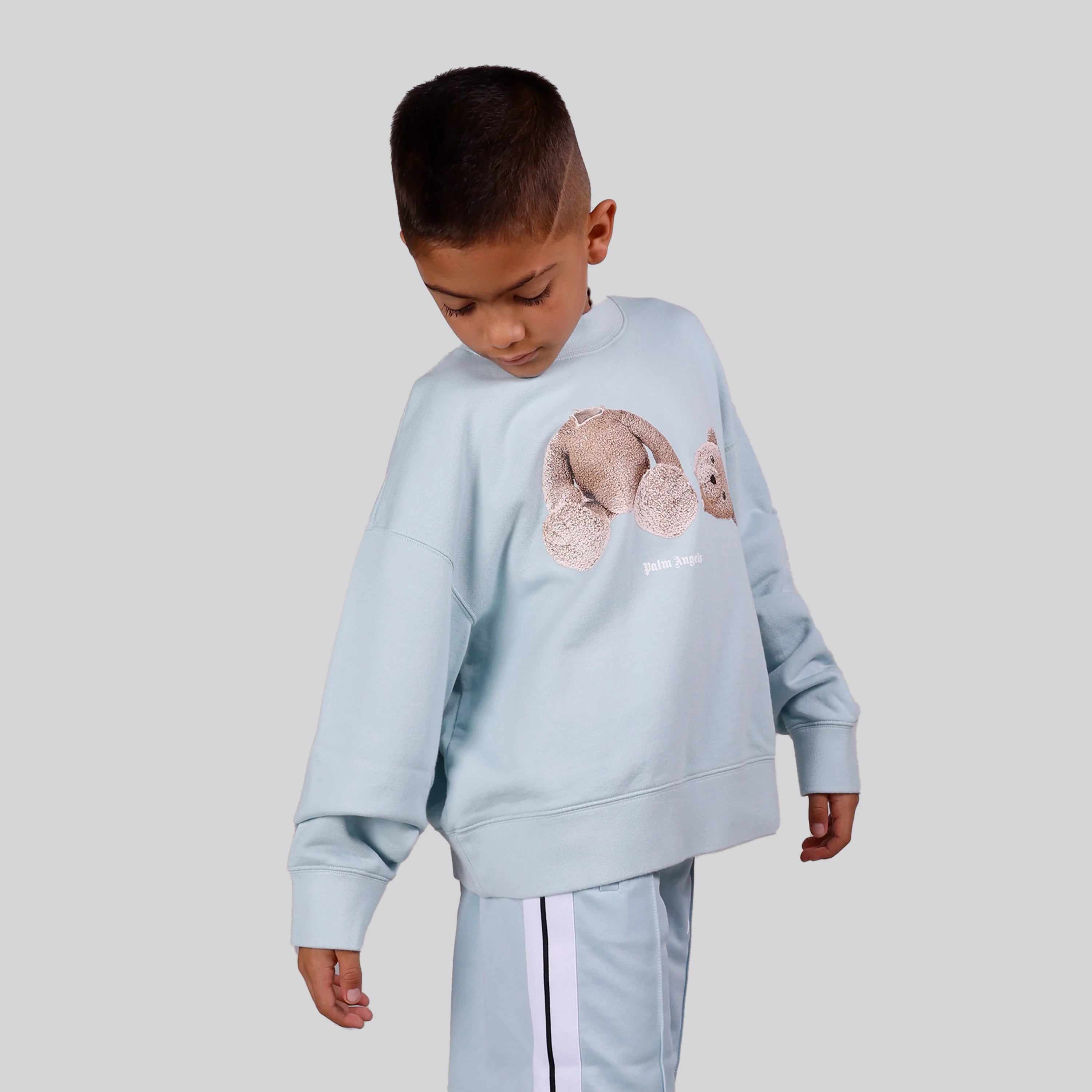 Short Azul Claro Palm Angels Kids Logo