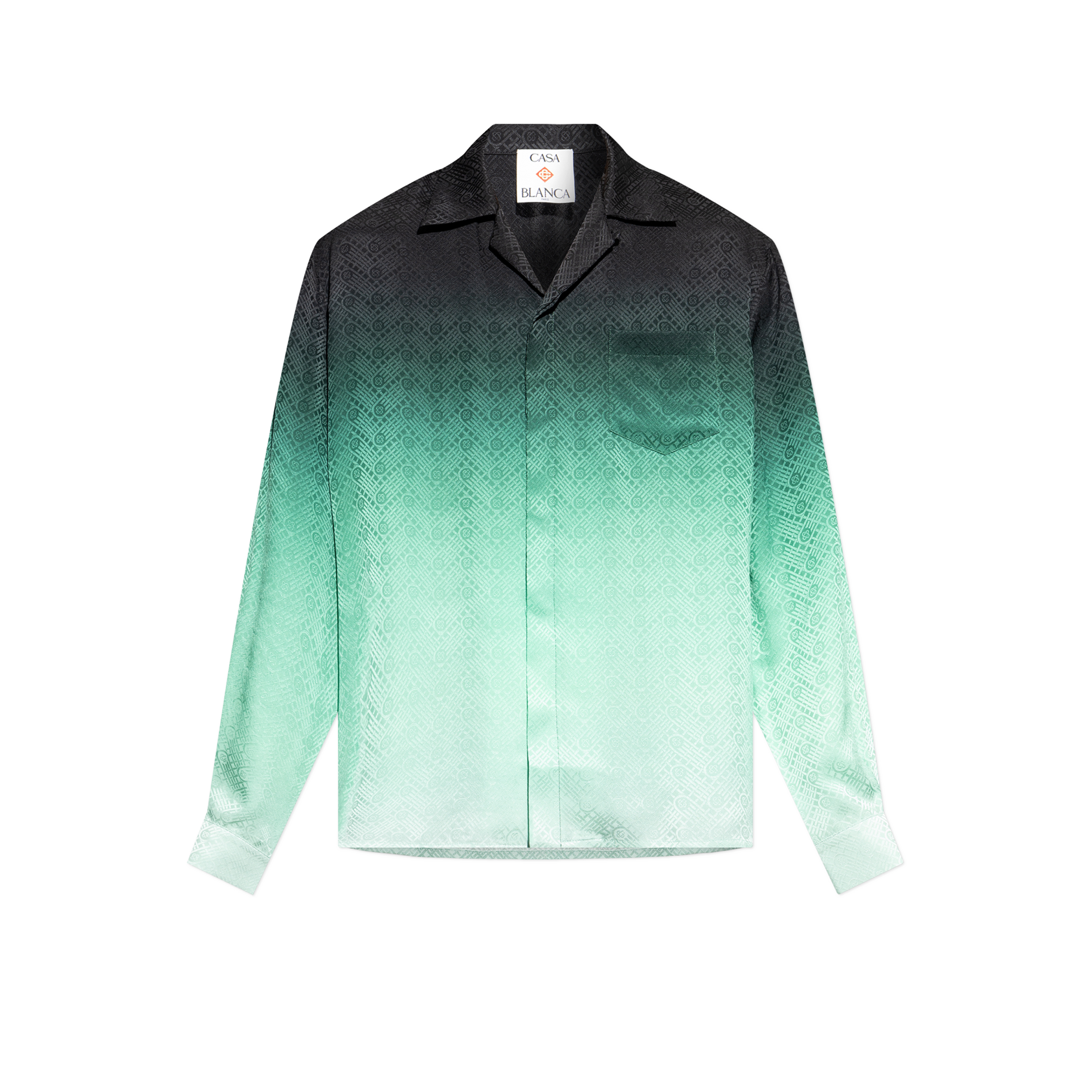 Camisa Verde Casablanca Cuban Collar Gradient