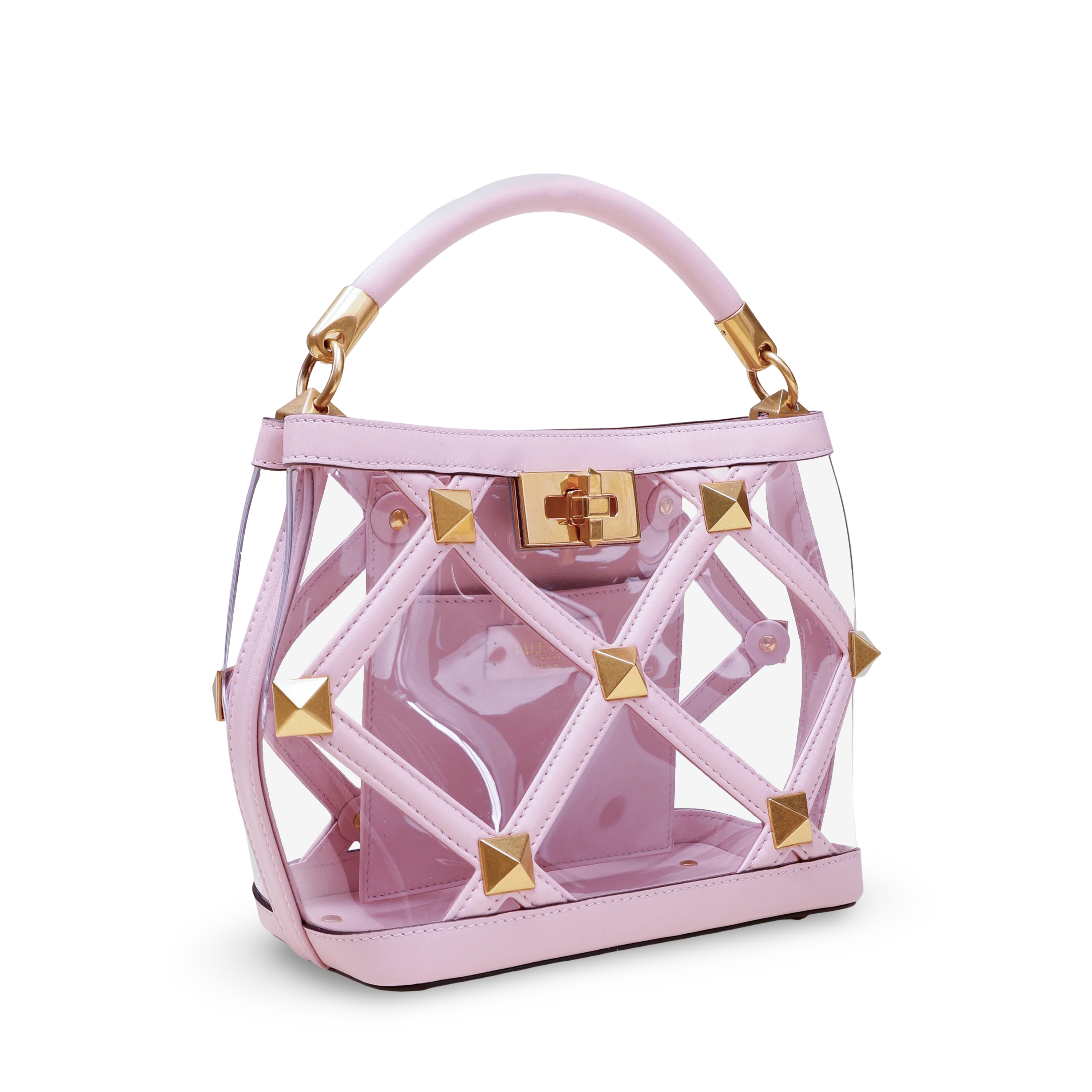 Bolso Rosa Transparente Valentino Roman Stud