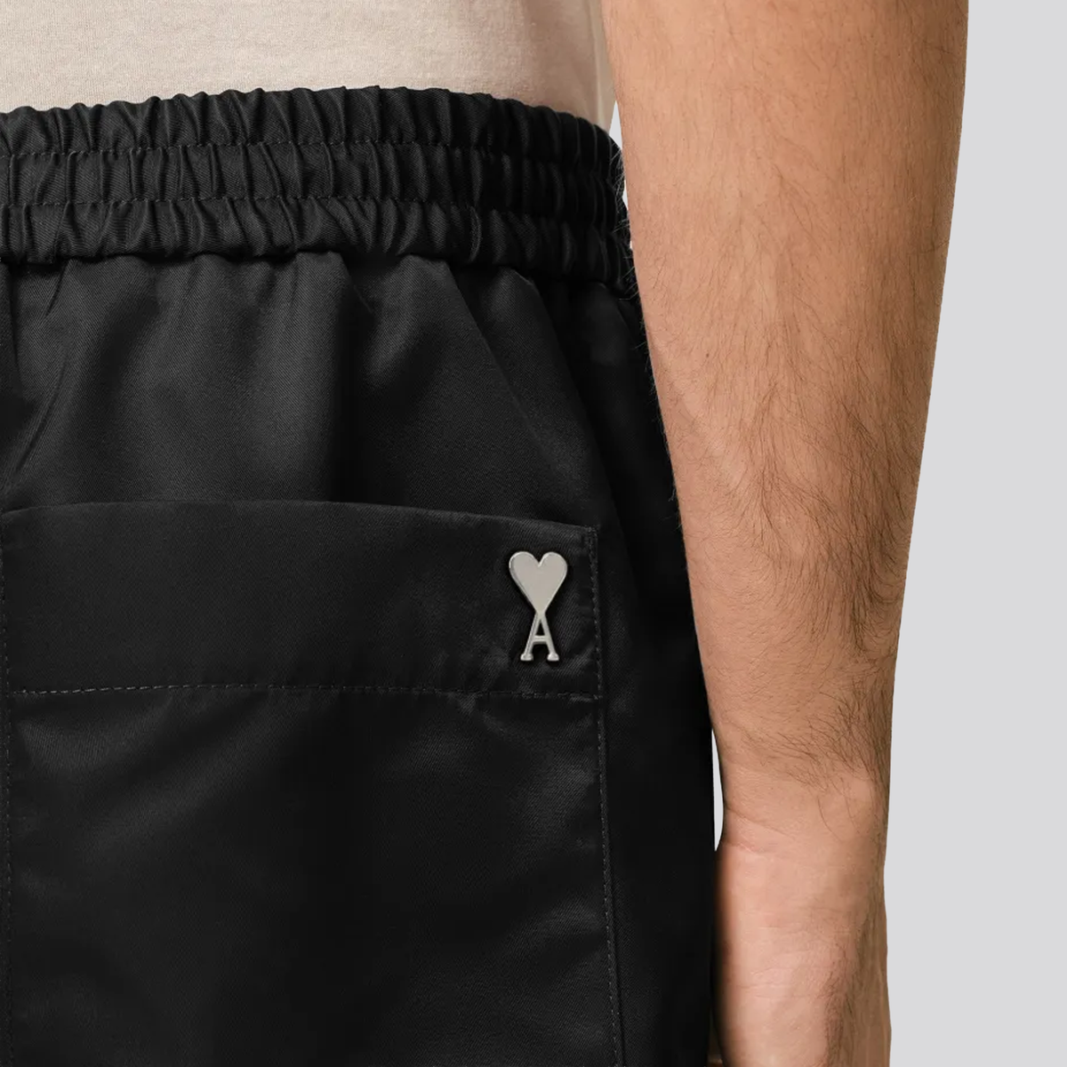 Short Negro Ami Paris Nylon Logo