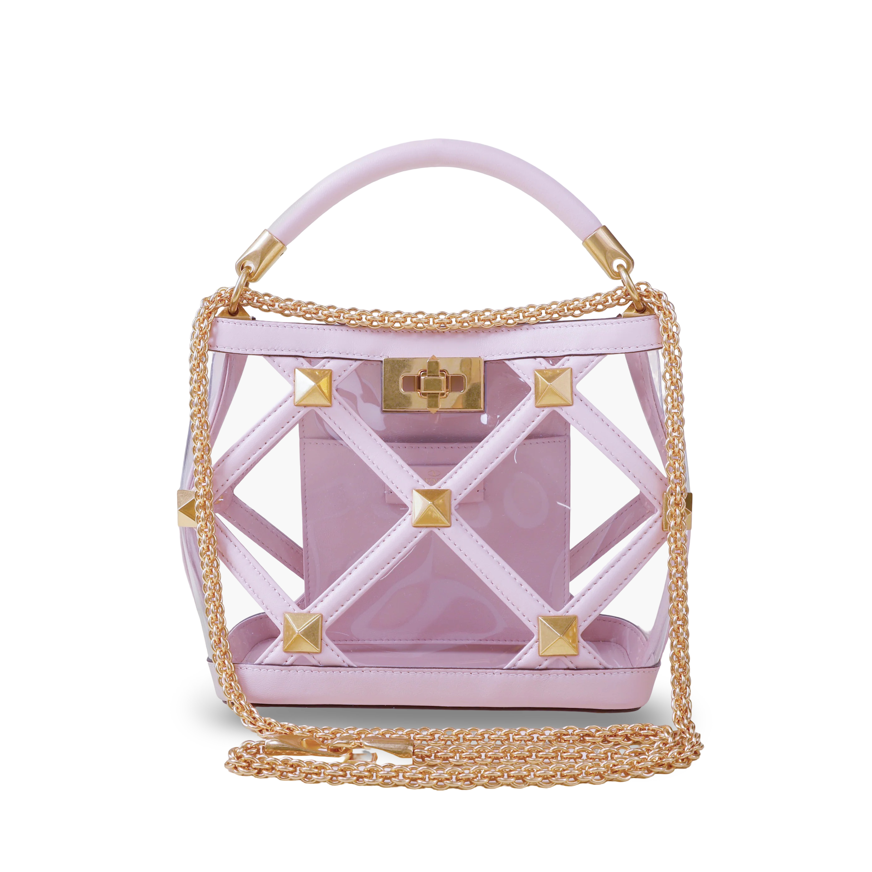 Bolso Rosa Transparente Valentino Roman Stud