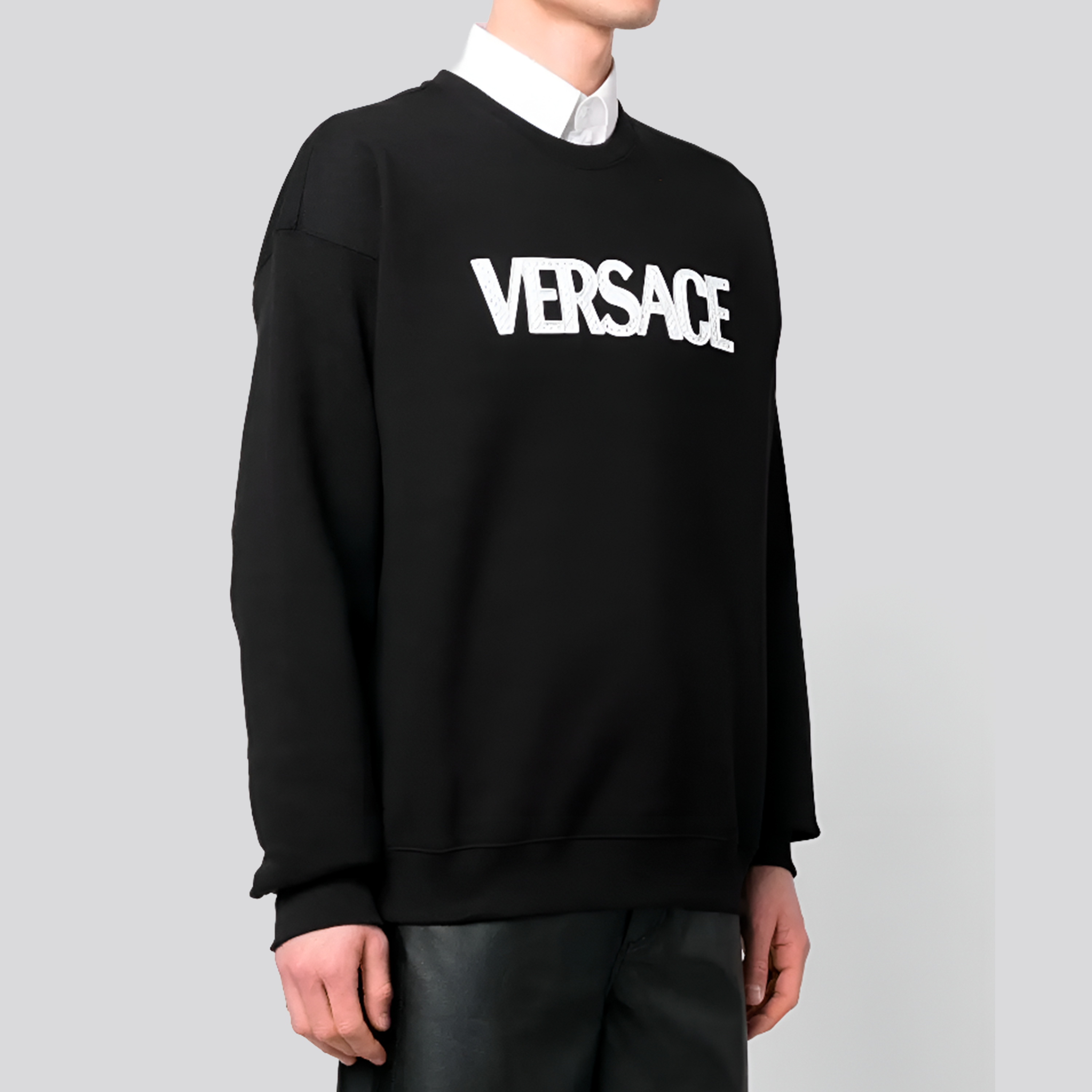 Buzo Negro Versace Holes Logo