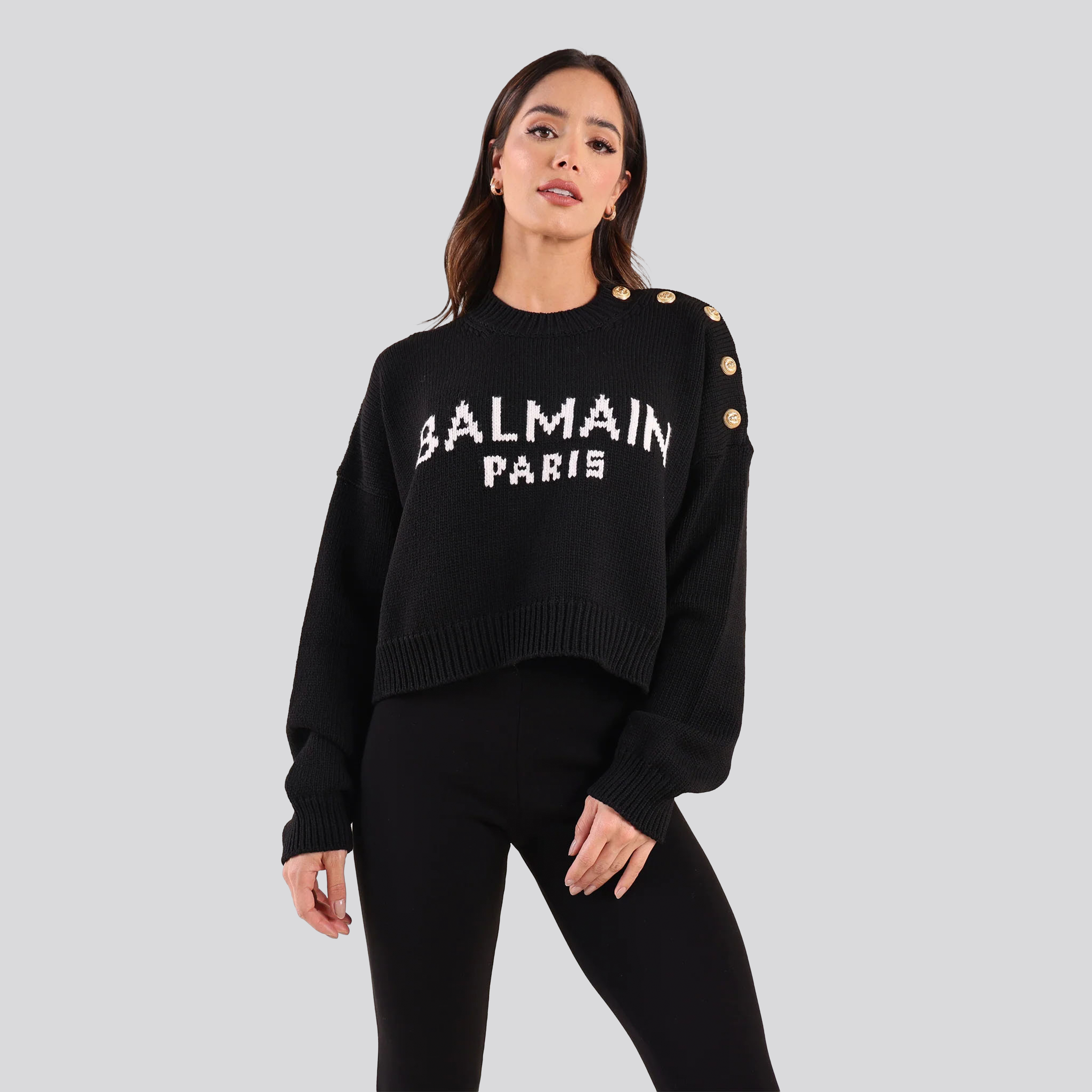 Suéter Negro Balmain Paris Logo