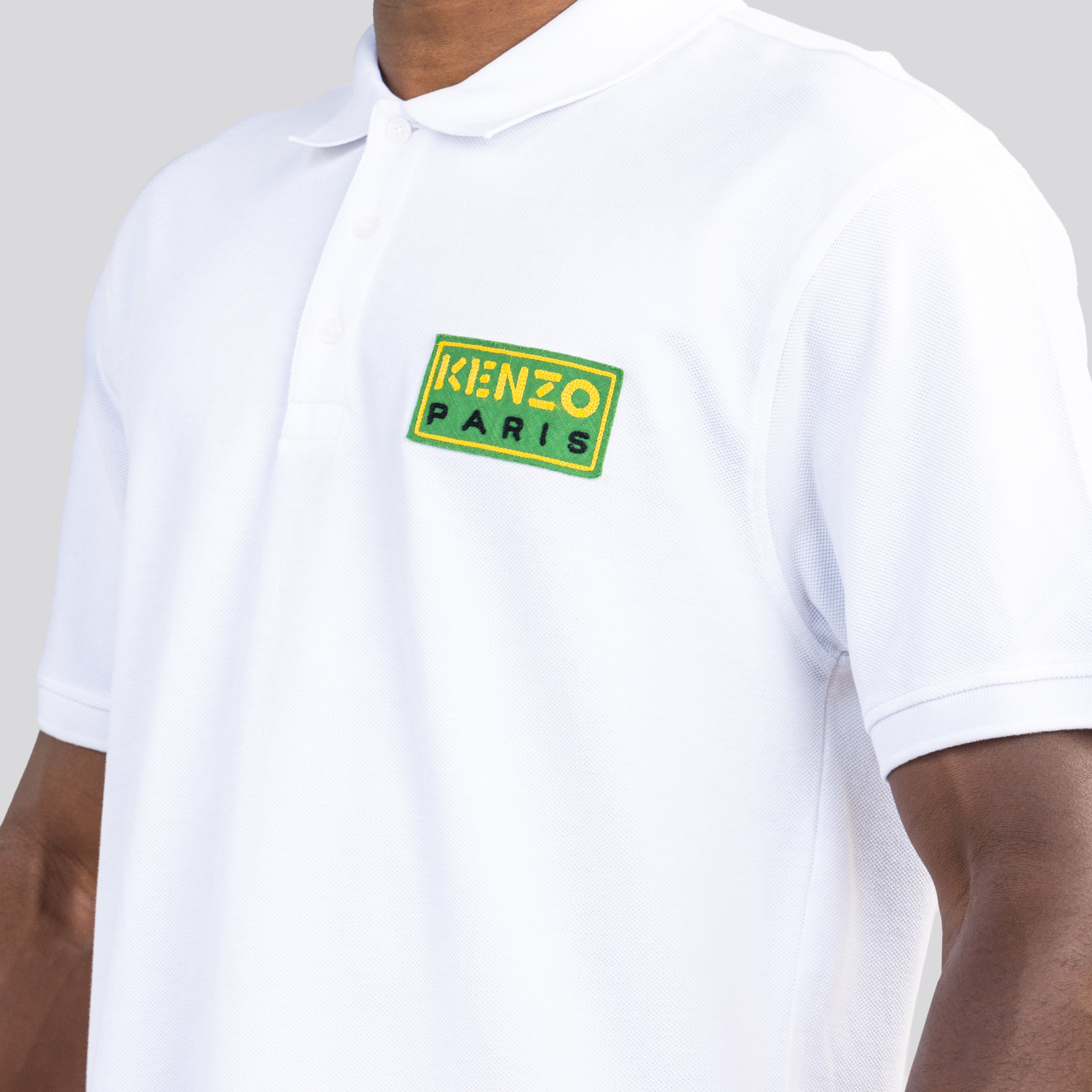 Camiseta Tipo Polo Blanca Kenzo Paris Verde Logo