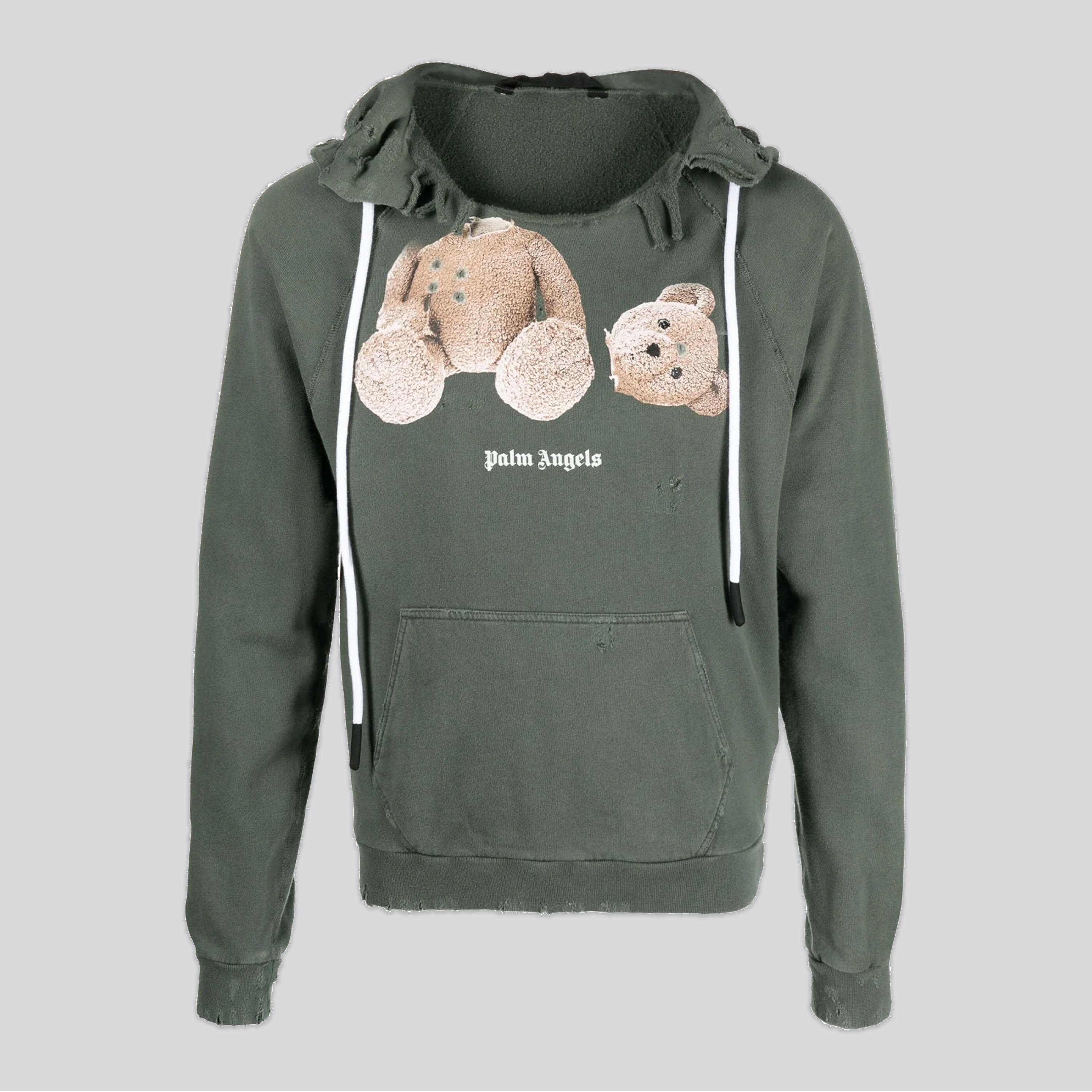 Buzo Tipo Hoodie Verde Palm Angels Bear Ripped