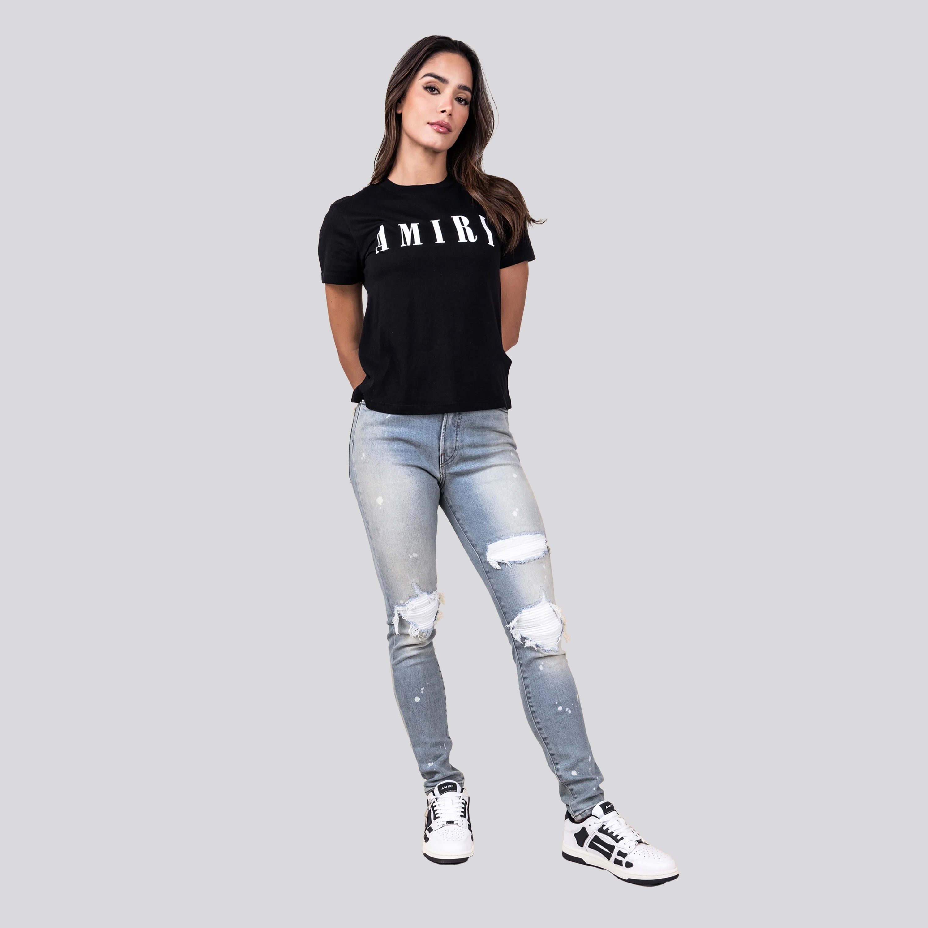 Camiseta Negra AMIRI Blanco Logo W