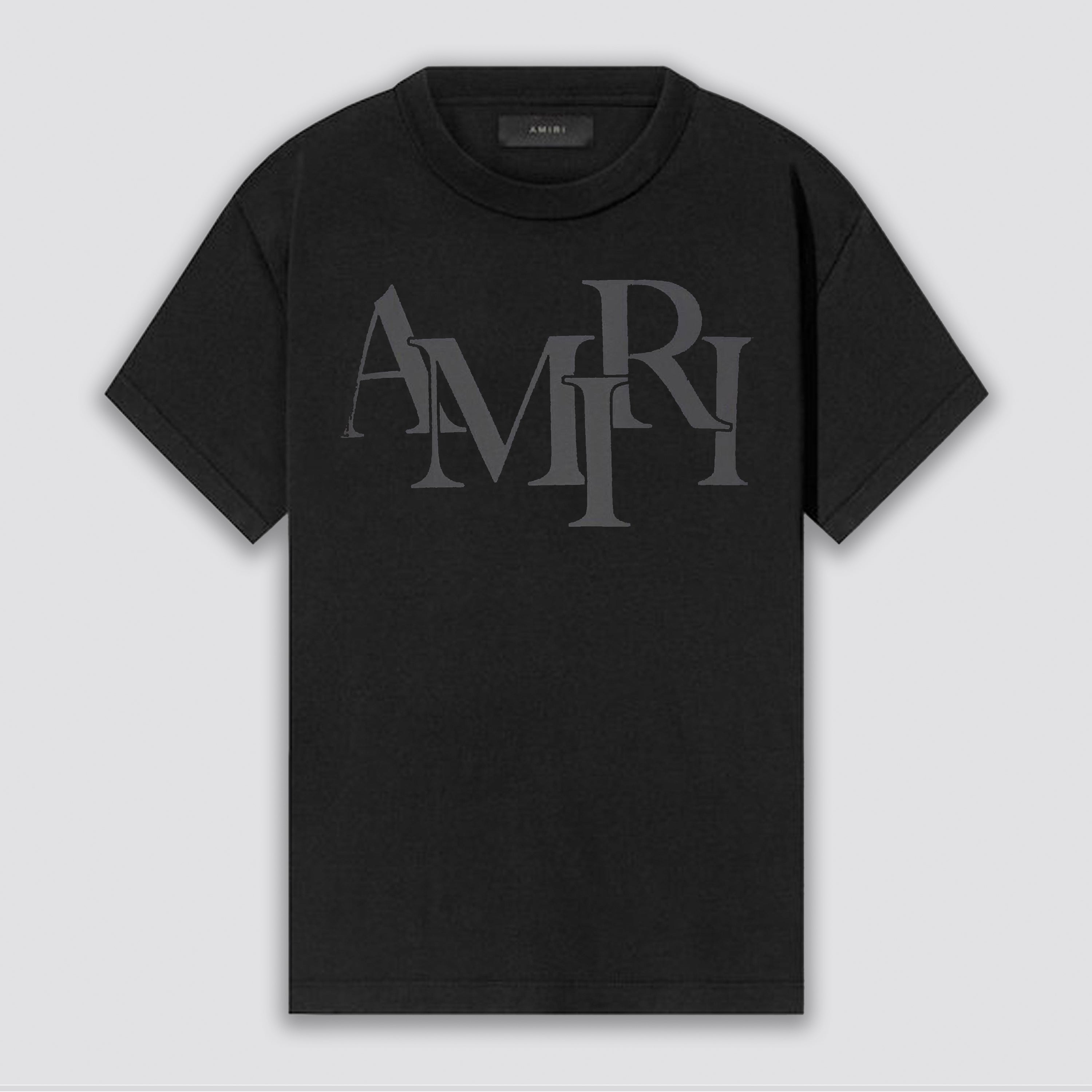 Camiseta Negra AMIRI Staggered Logo