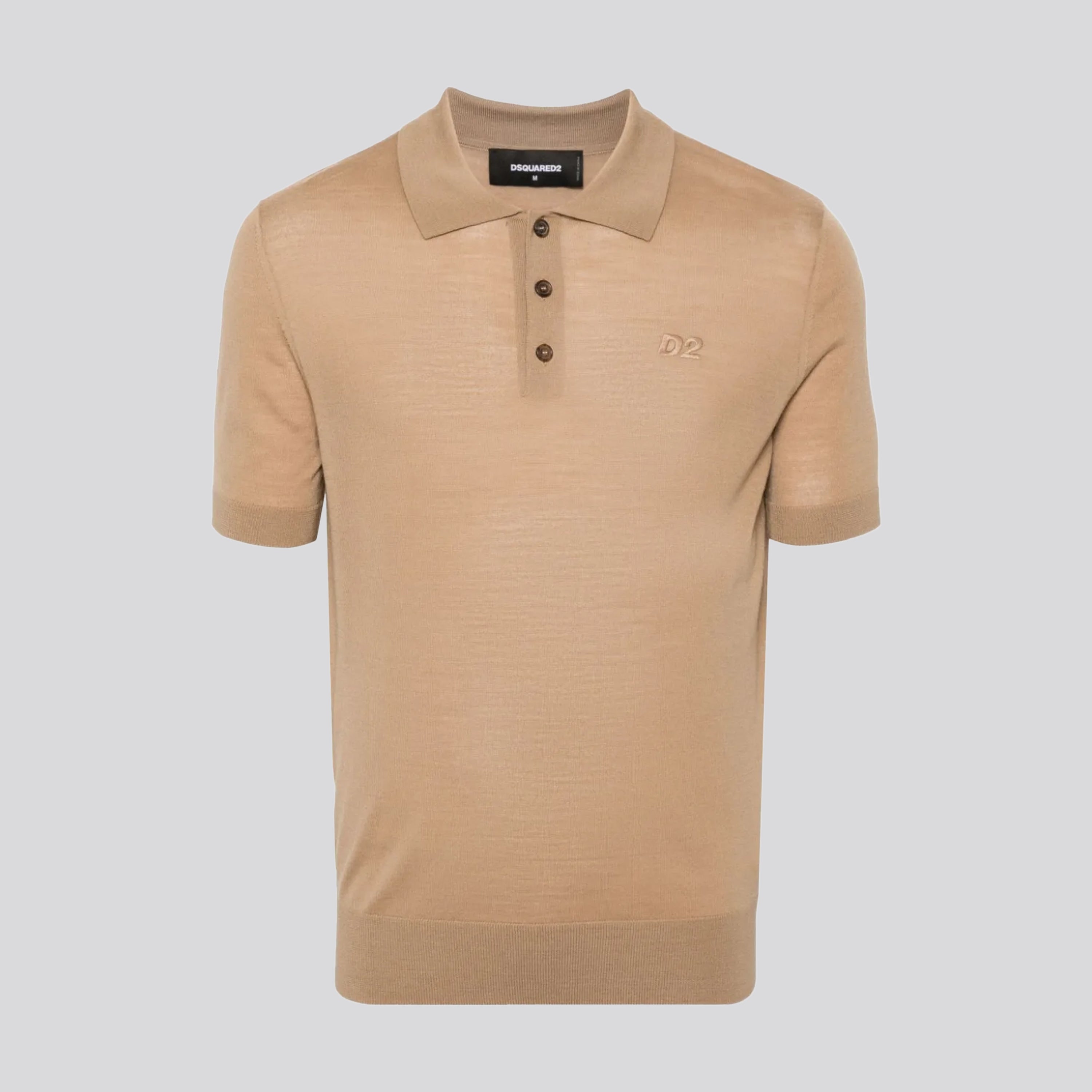 Camiseta Tipo Polo Beige Dsquared2 Embroidered