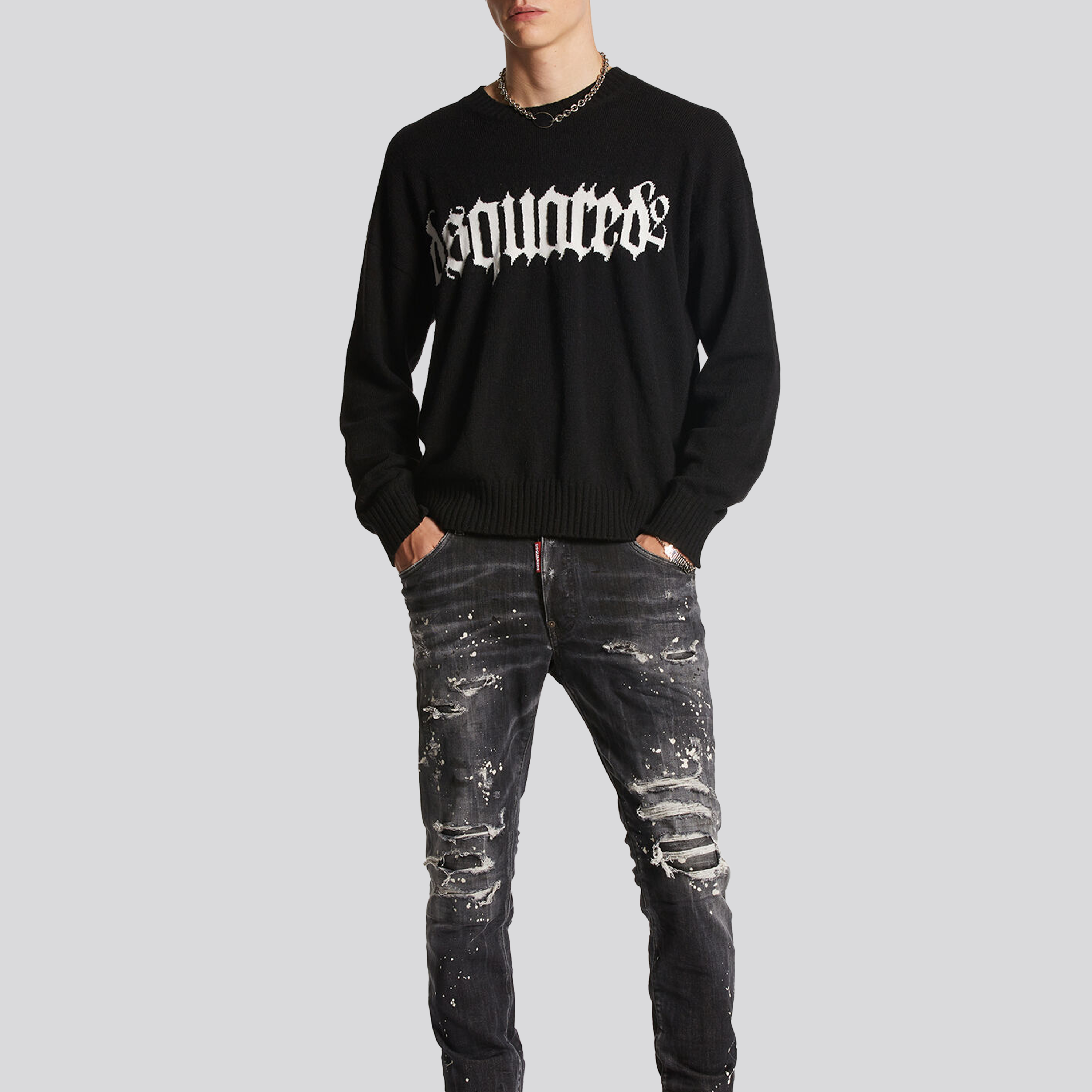 Jeans Negro Dsquared2 Plaque Skater