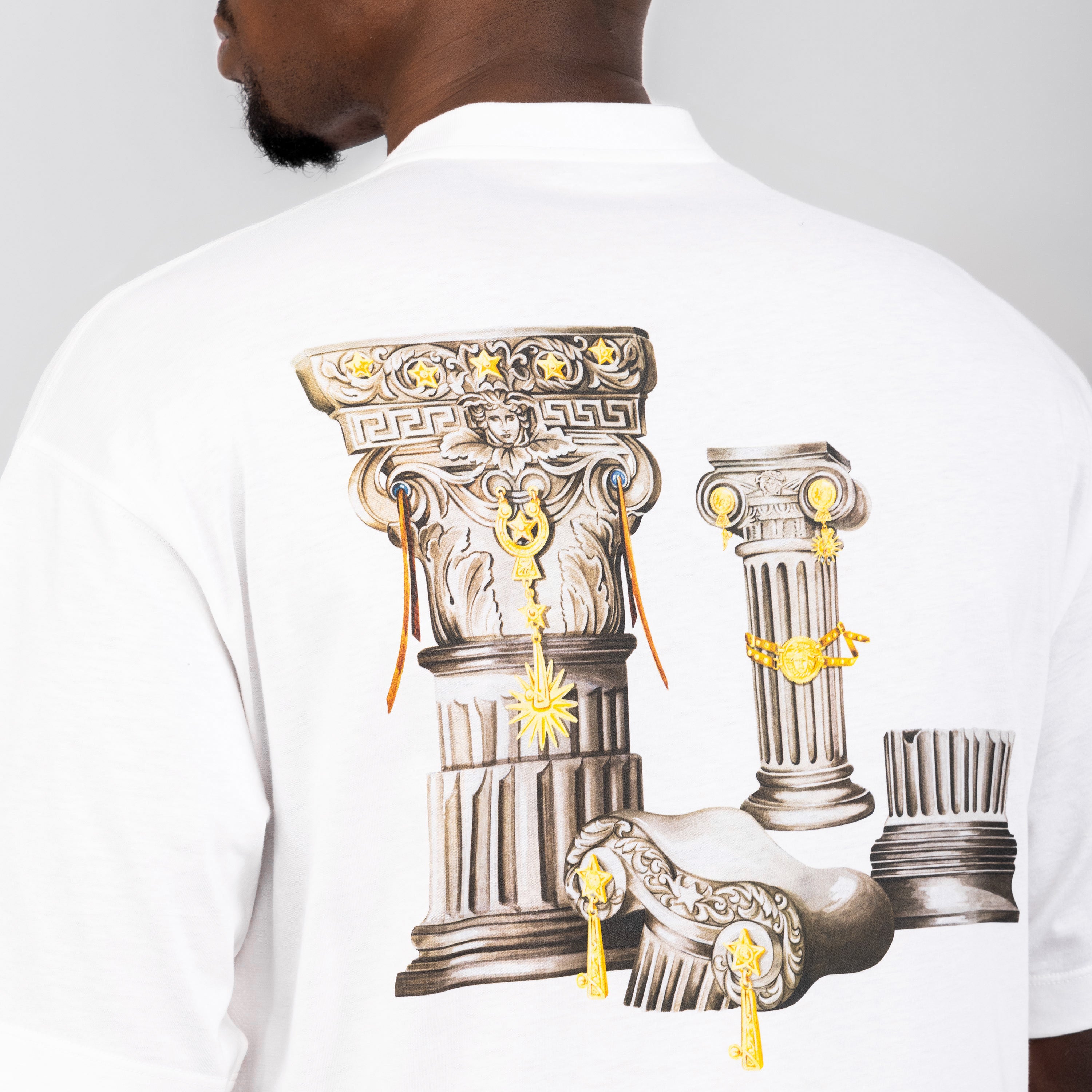 Camiseta Blanca Versace Back Columns