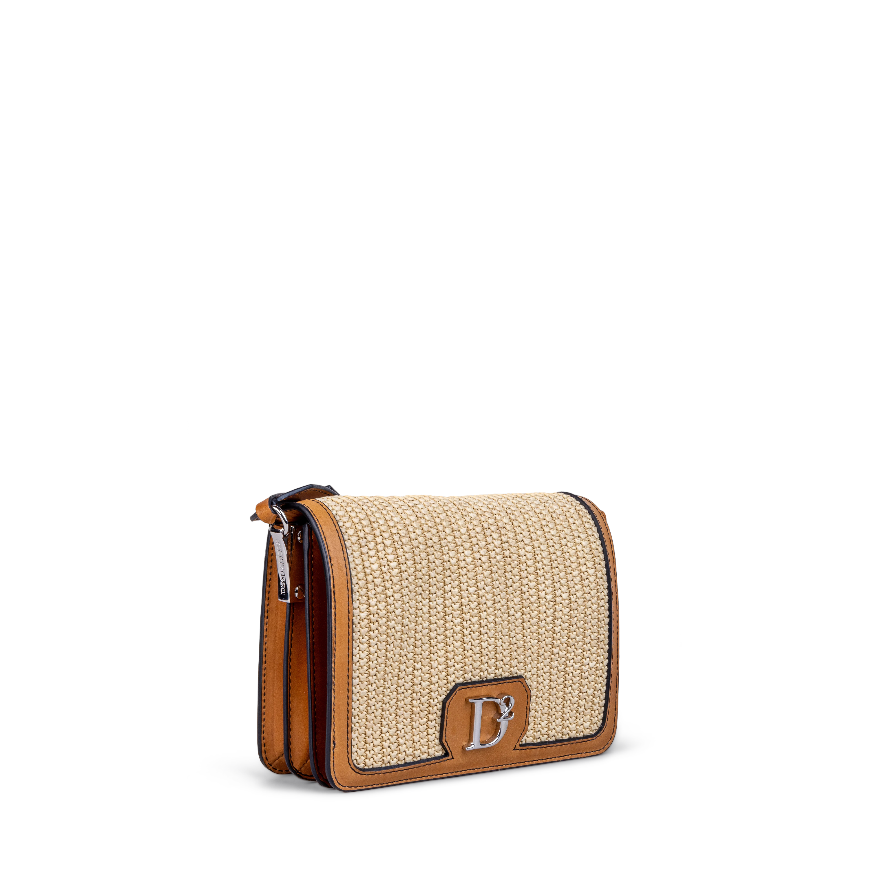 Bolso Grande Beige Dsquared2 Placa Plateada