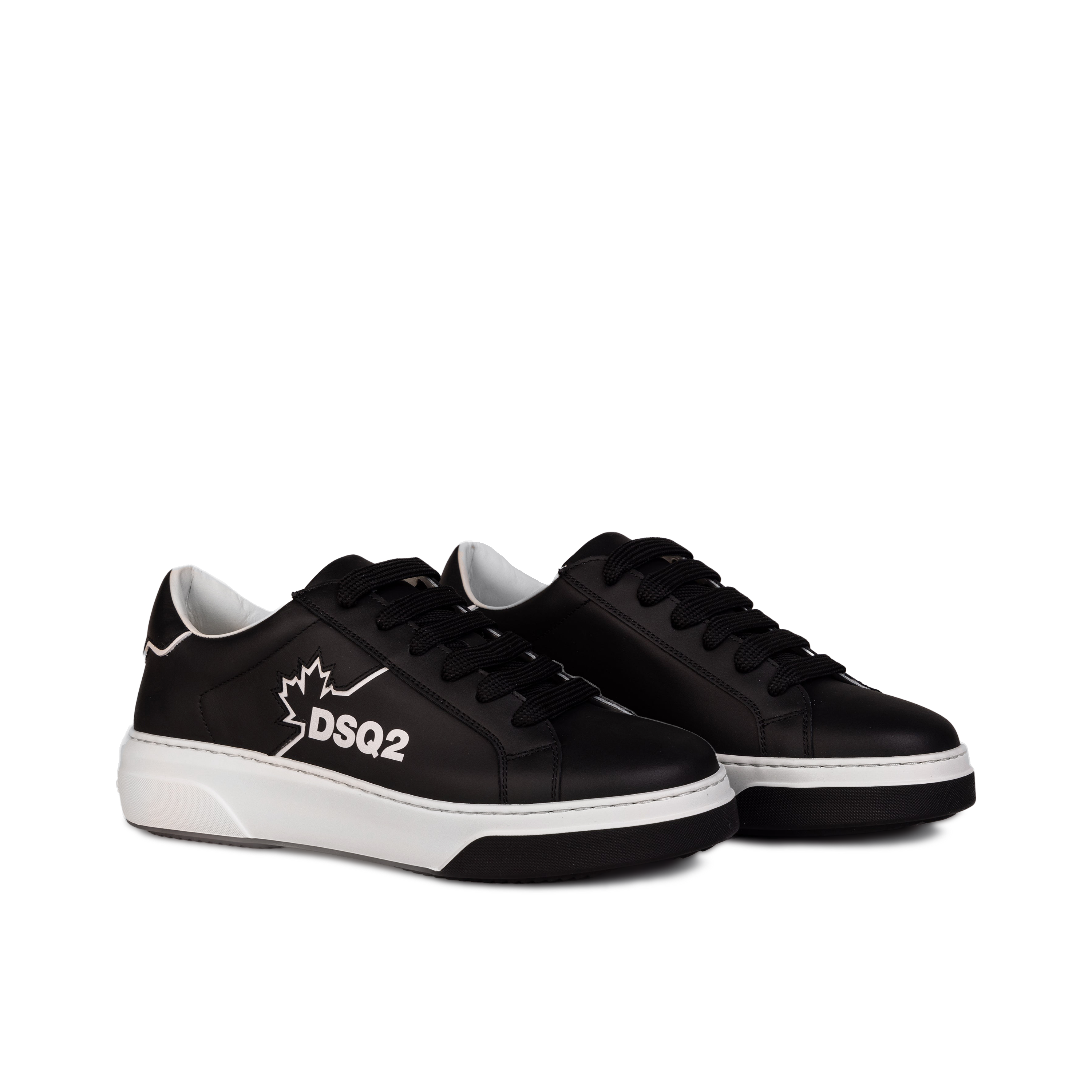 Sneakers Blanco Negro Dsquared2 Leaf Logo