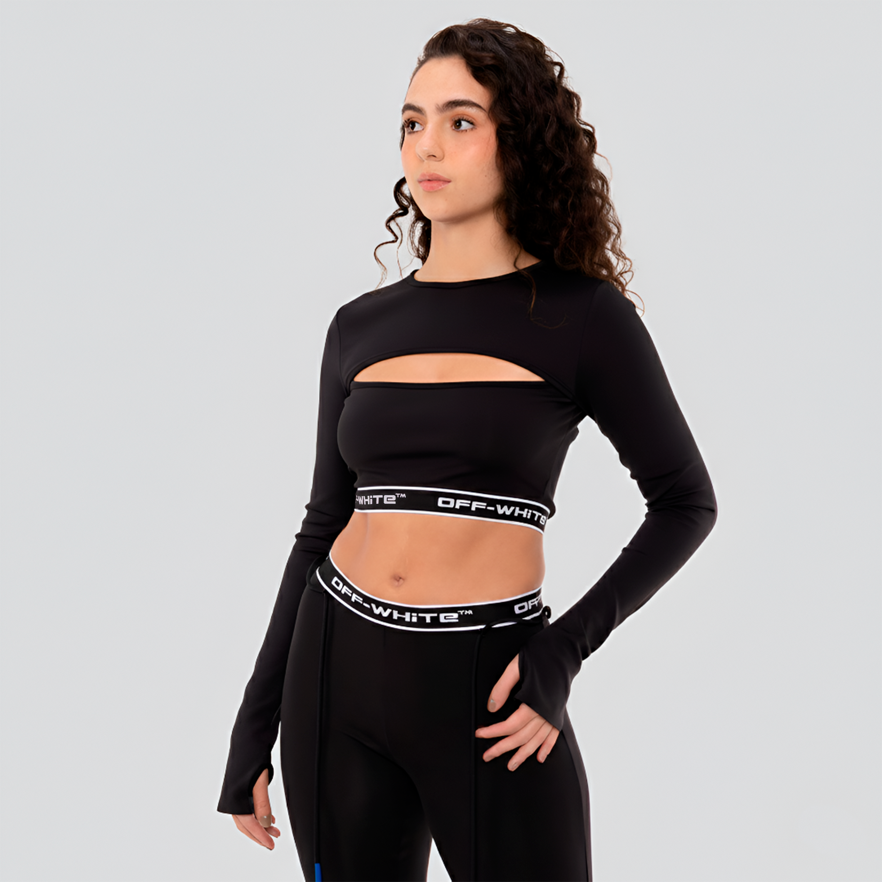 Top Negro Off-White Logo Band