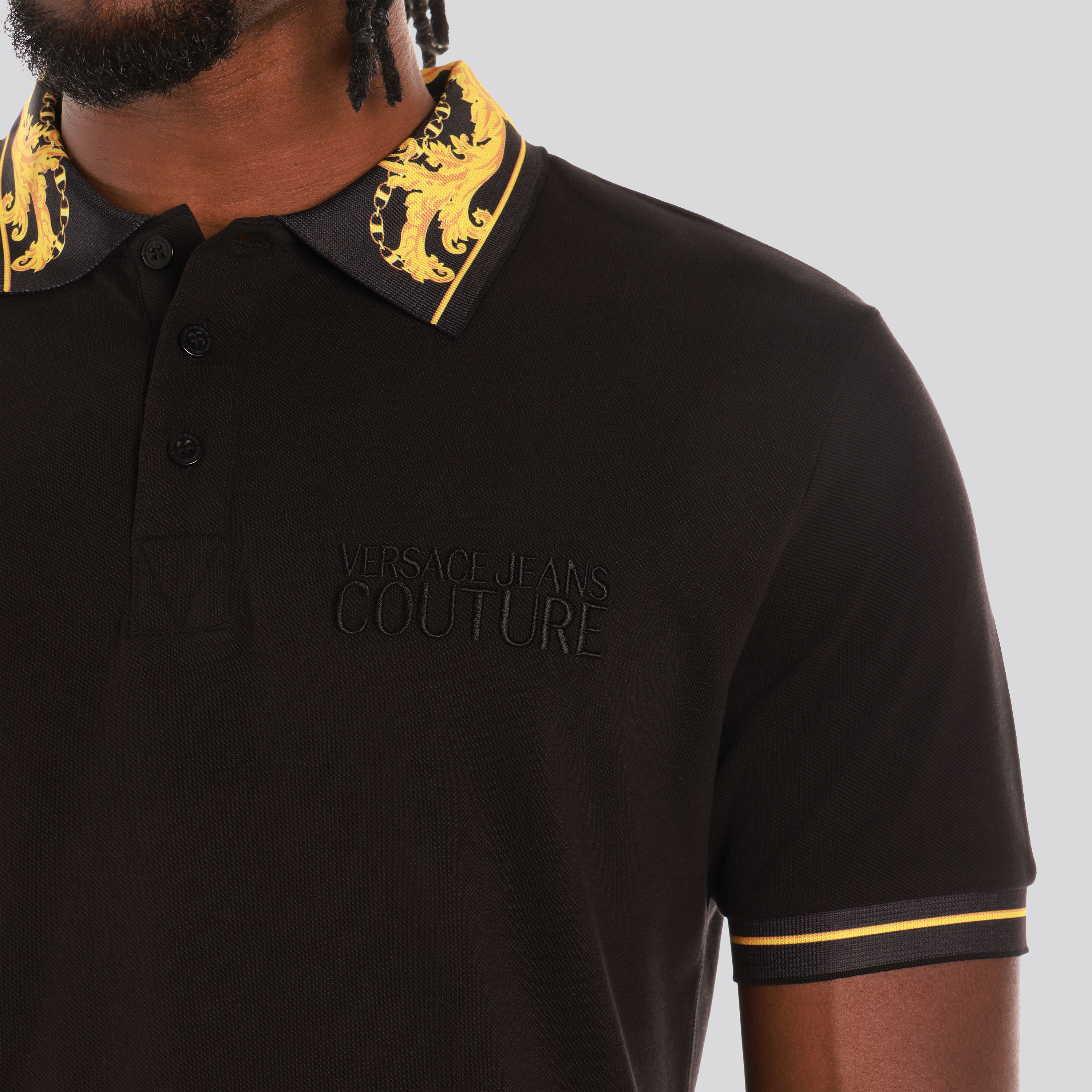 Camiseta Tipo Polo Negra Versace Jeans Couture Baroque