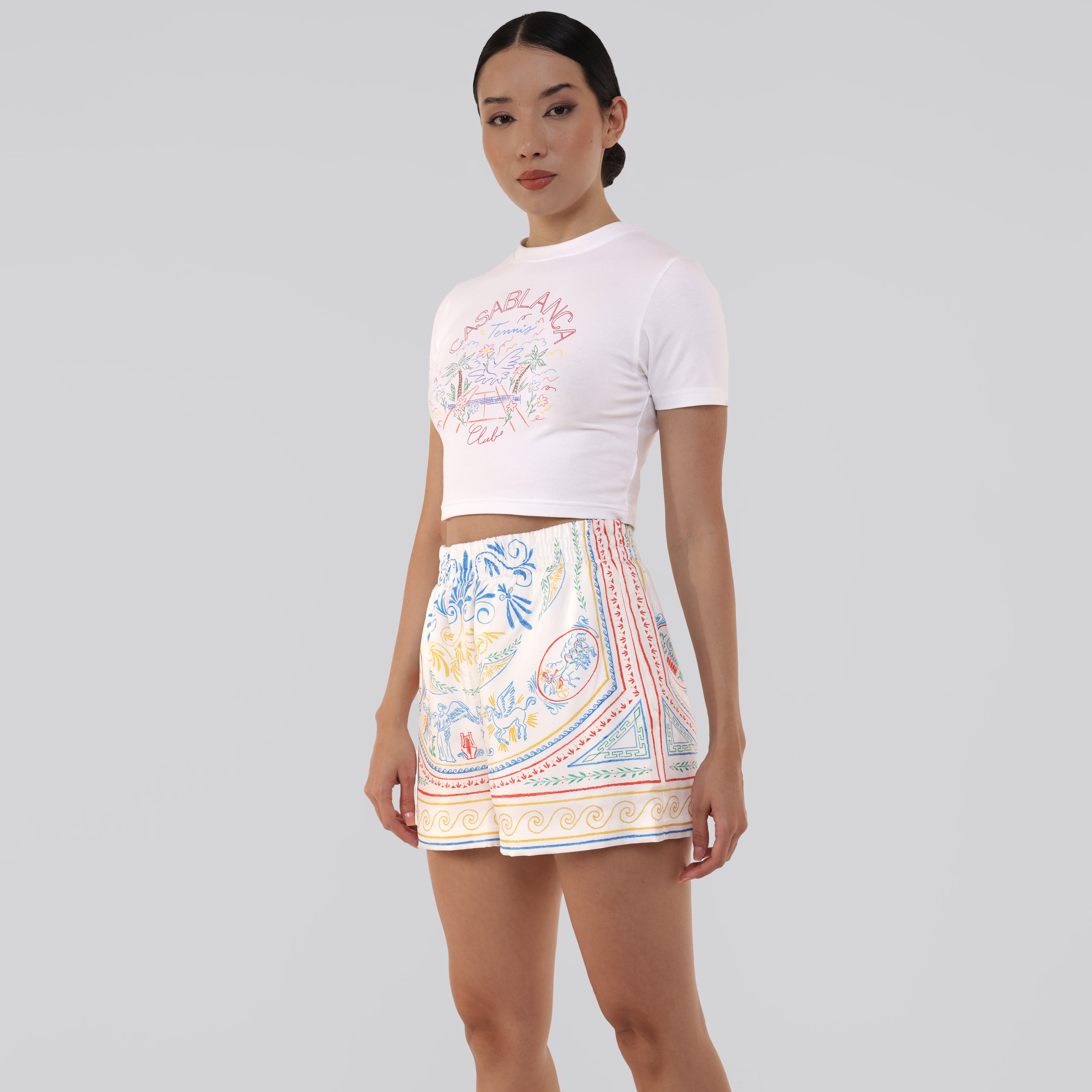 Shorts Blanco Casablanca Silk Print