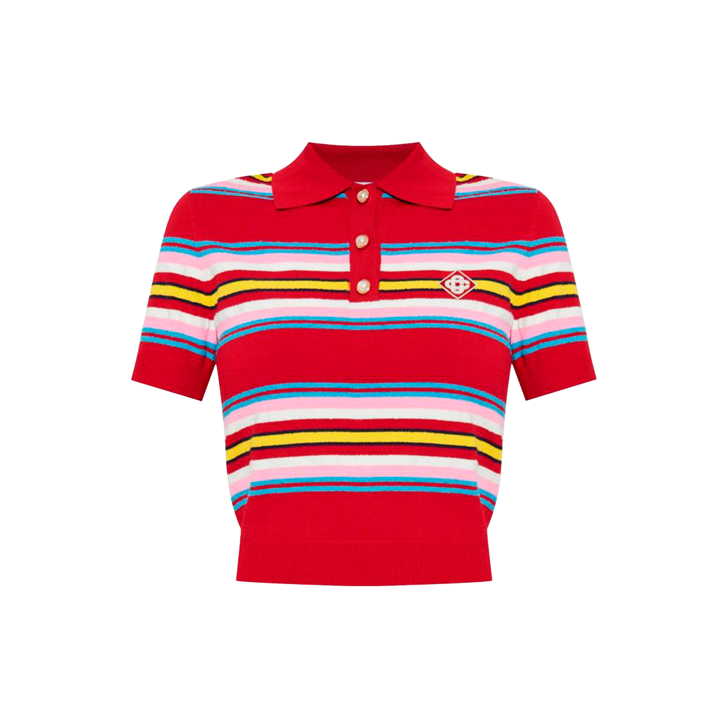 Camiseta Tipo Polo Rojo Casablanca Striped Pleated