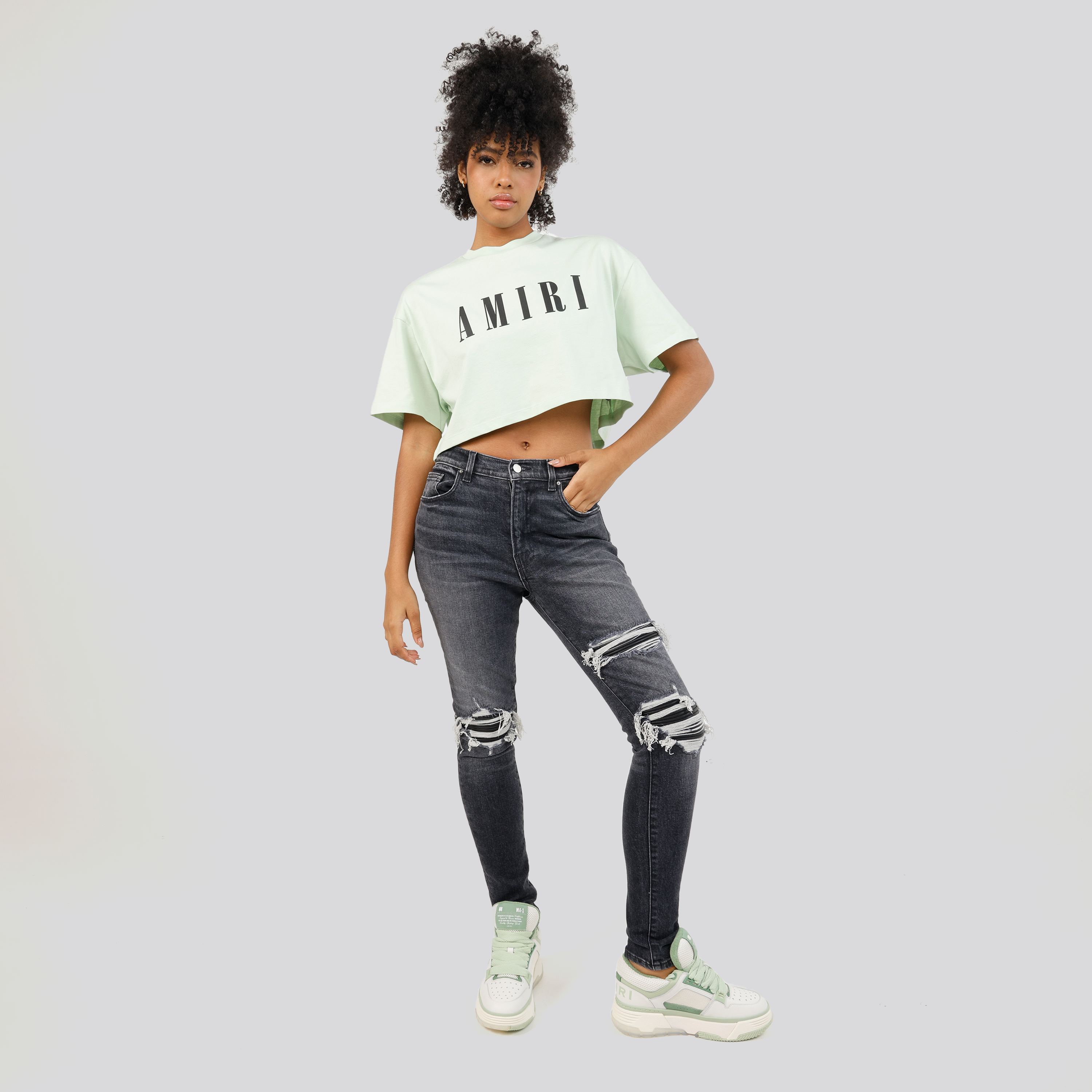 Camiseta Verde AMIRI Core Logo Cropped