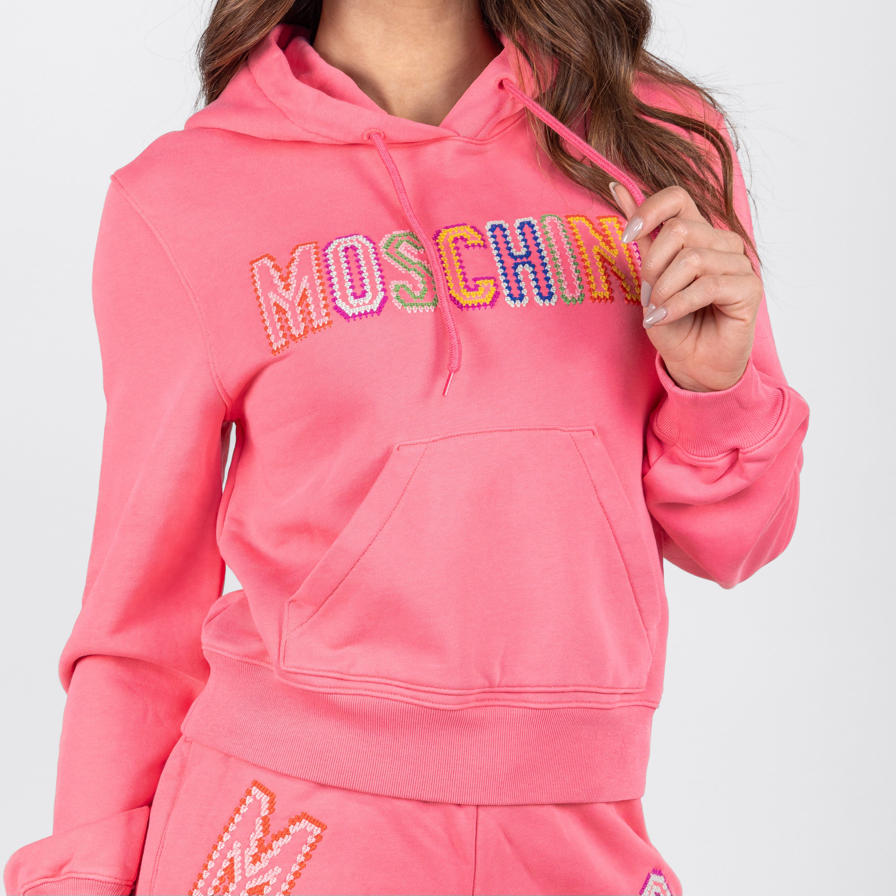 Buzo Tipo Hoodie Rosado Moschino Couture Multicolor Logo