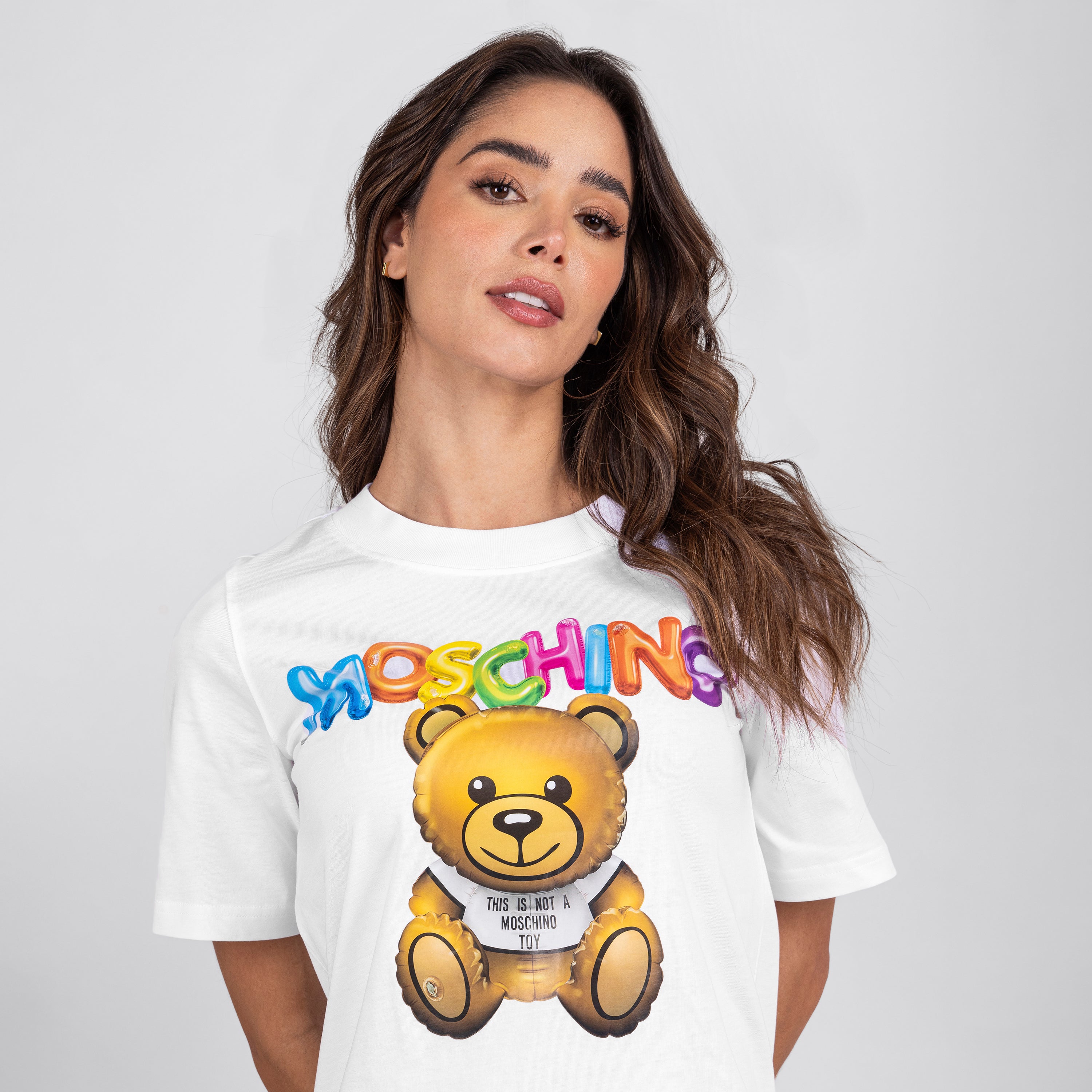 Vestido Blanco Moschino Couture Multicolor Logo