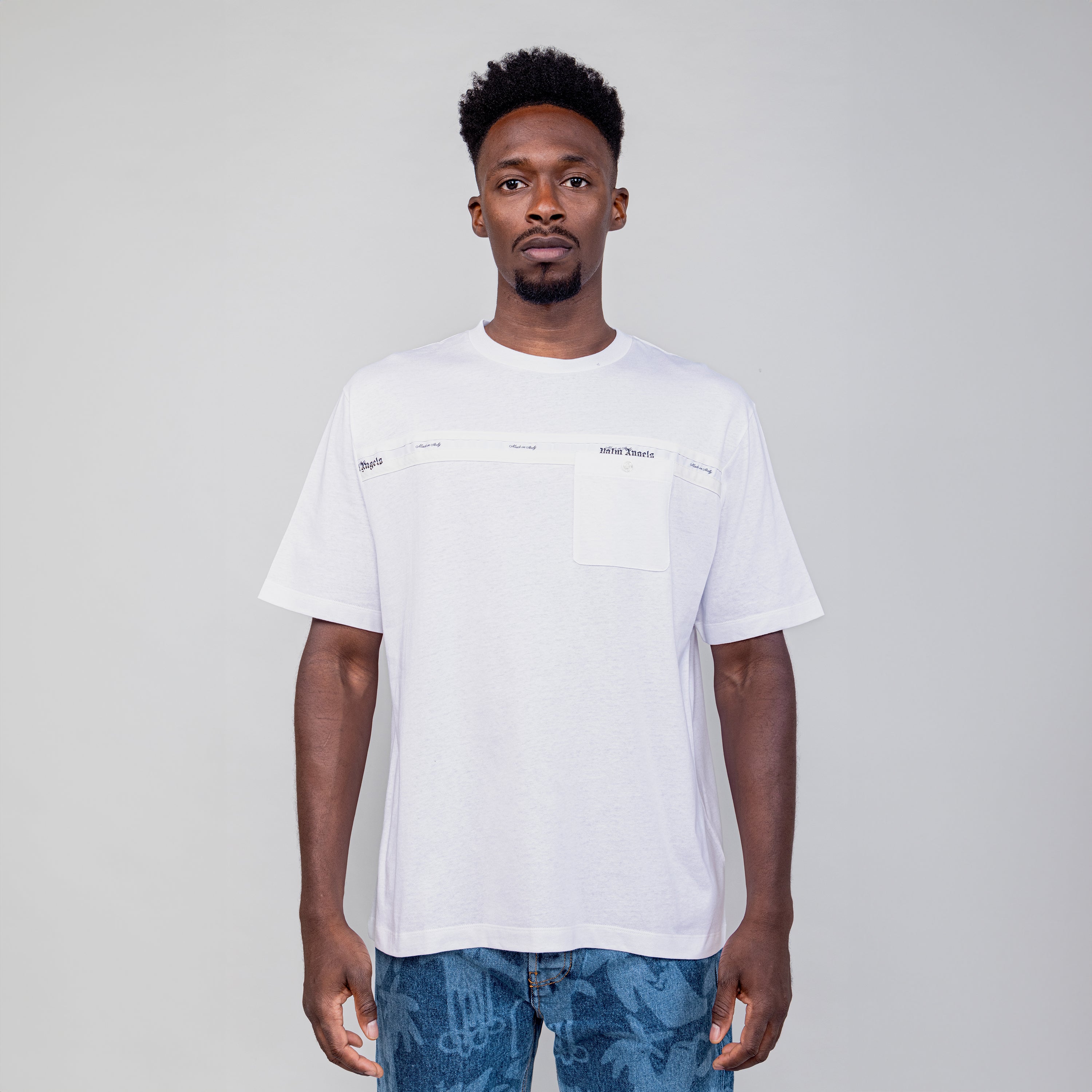 Camiseta Blanca Palm Angels Sartorial Tape Pocket