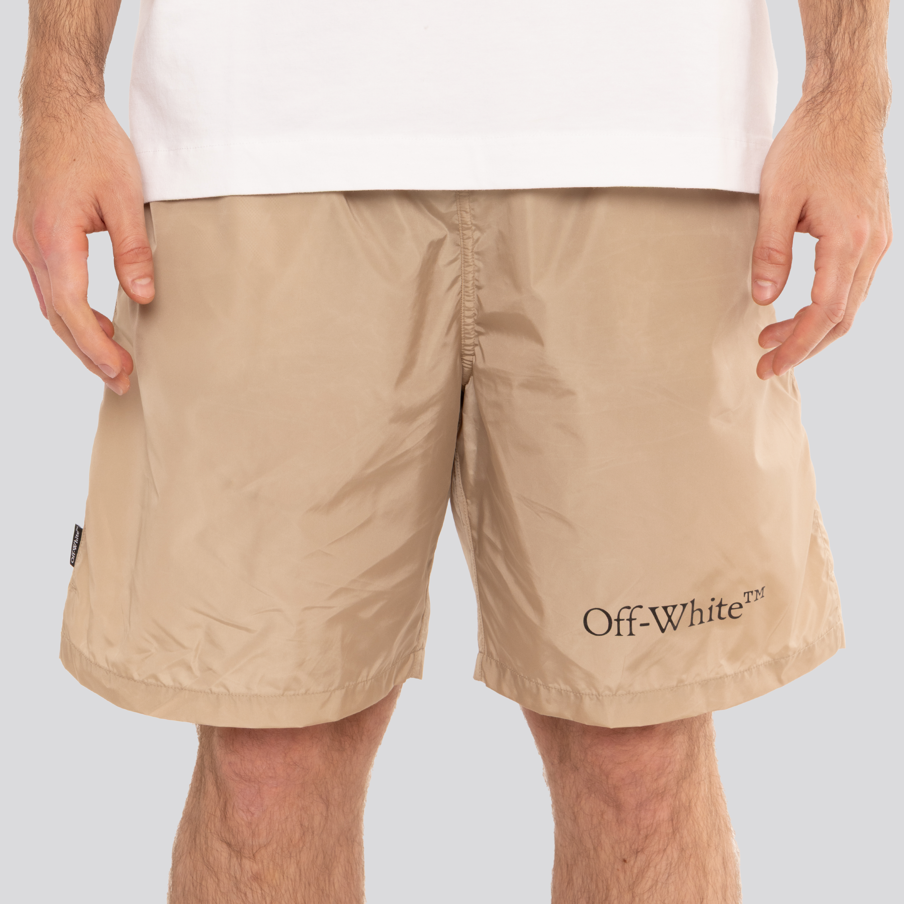 Pantaloneta Beige Off-White Outline Arrow