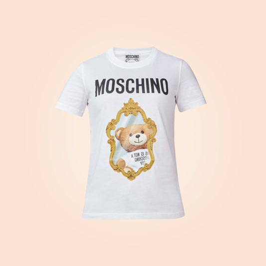 Camiseta Blanca Moschino Teddy Bear Mirrow